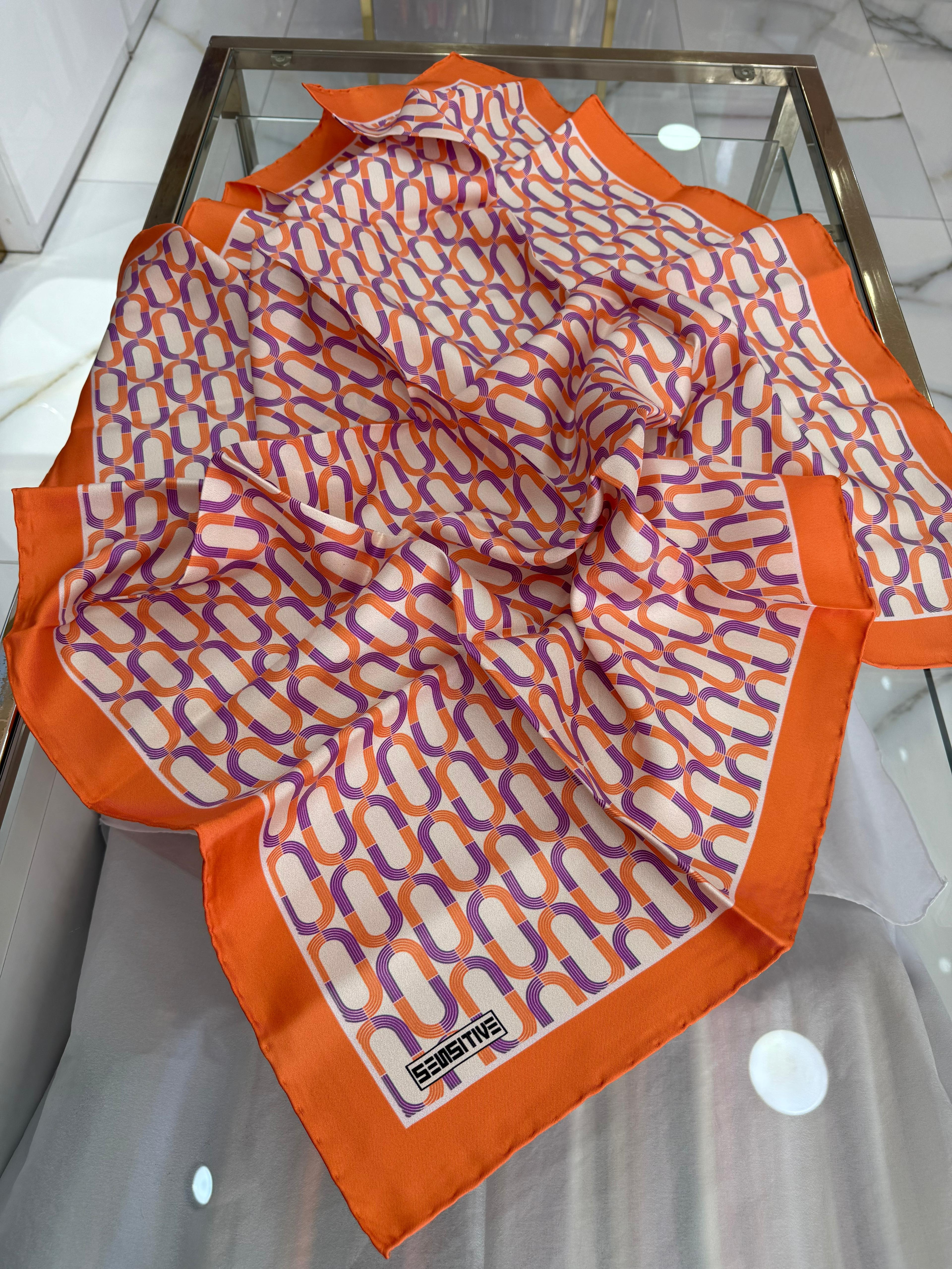 Sensitive İpek Eşarp Geometrik Desen 05