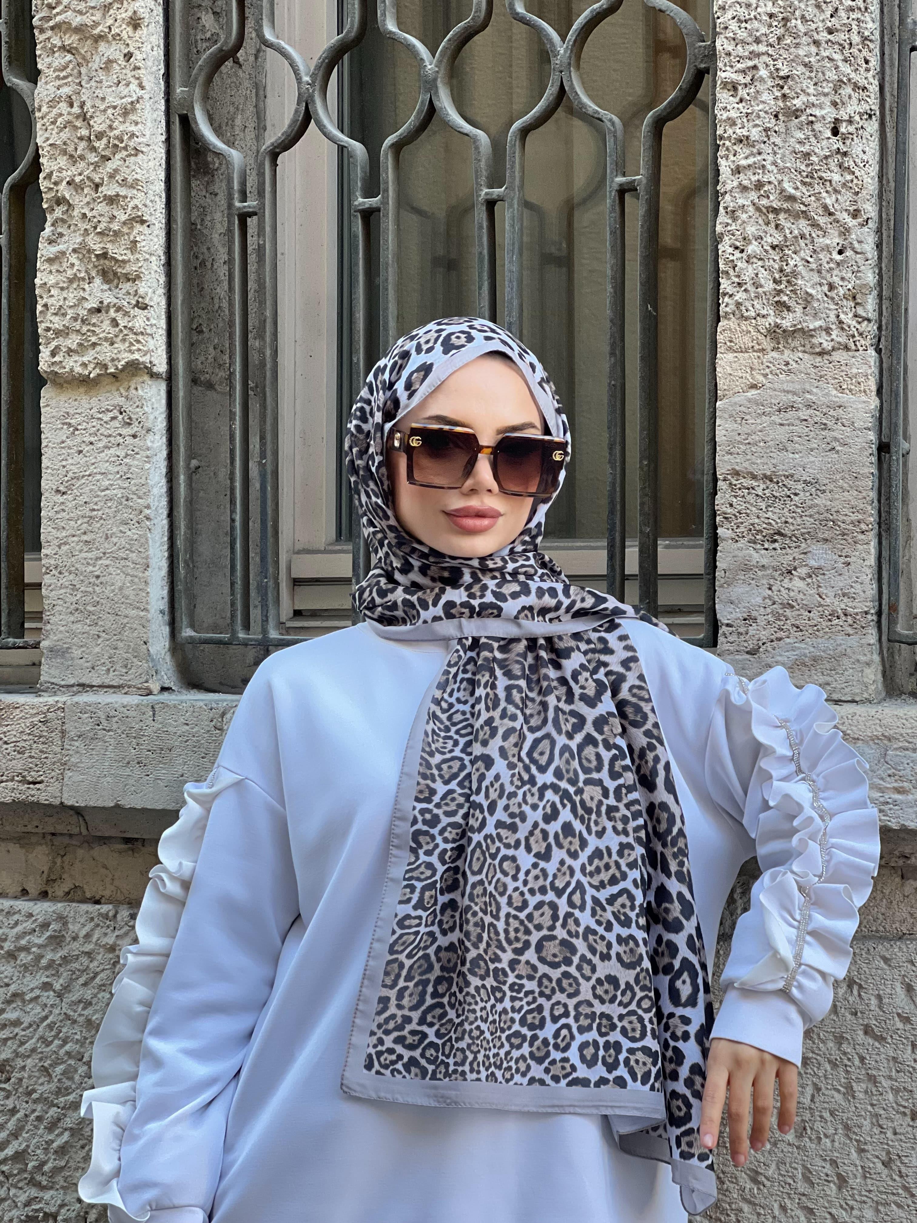 Sensitive Leopar Desenli Şal Pamuklu Taş Rengi