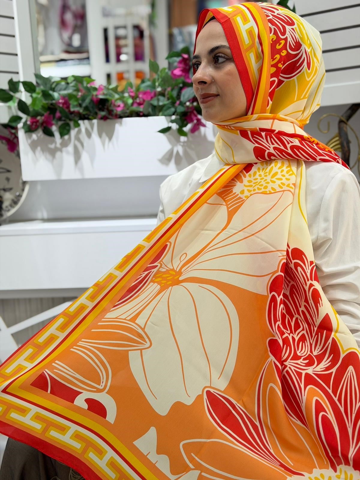 Sisley Desenli Floş Viskon Şal 03