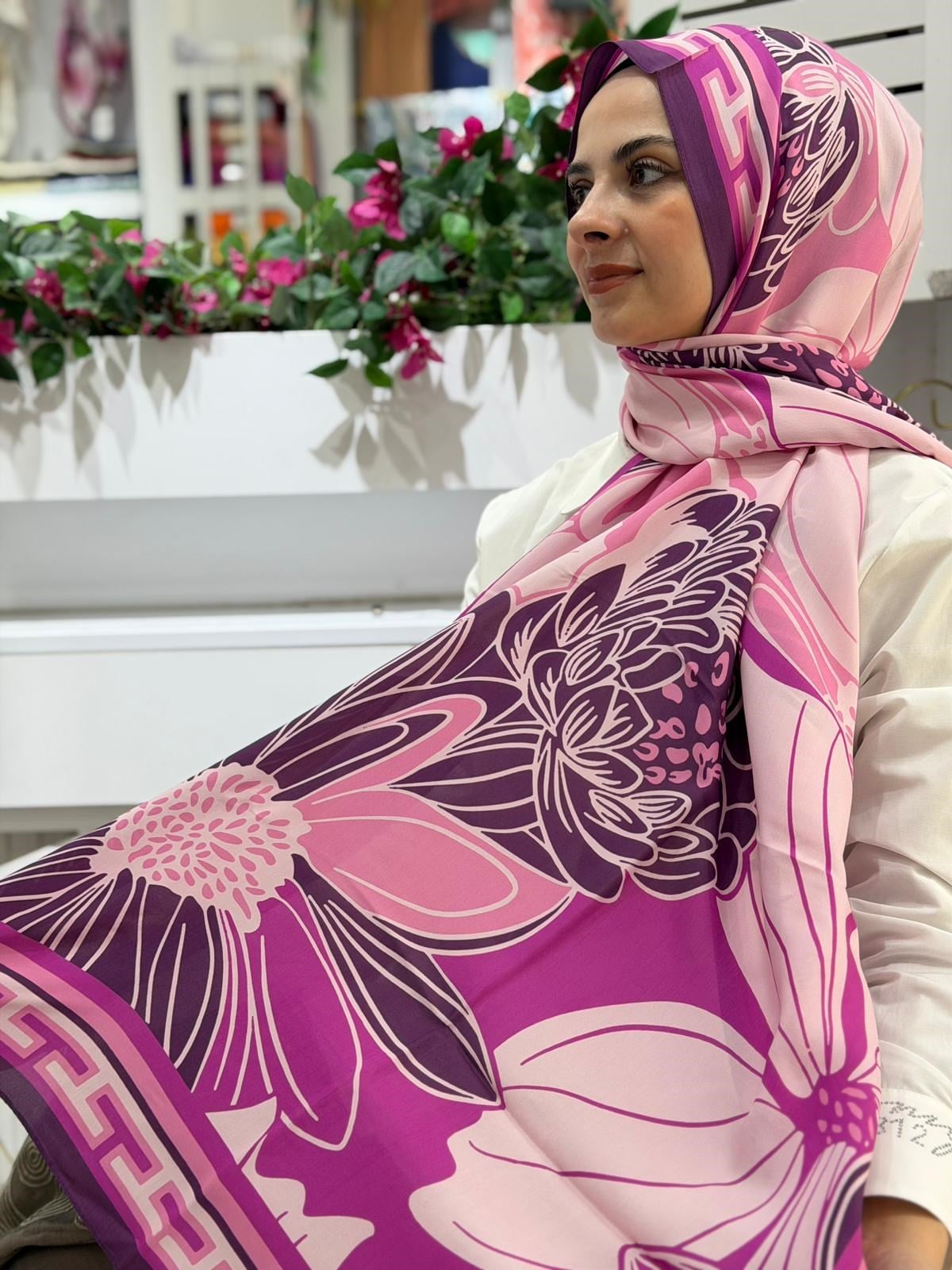 Sisley Desenli Floş Viskon Şal 04