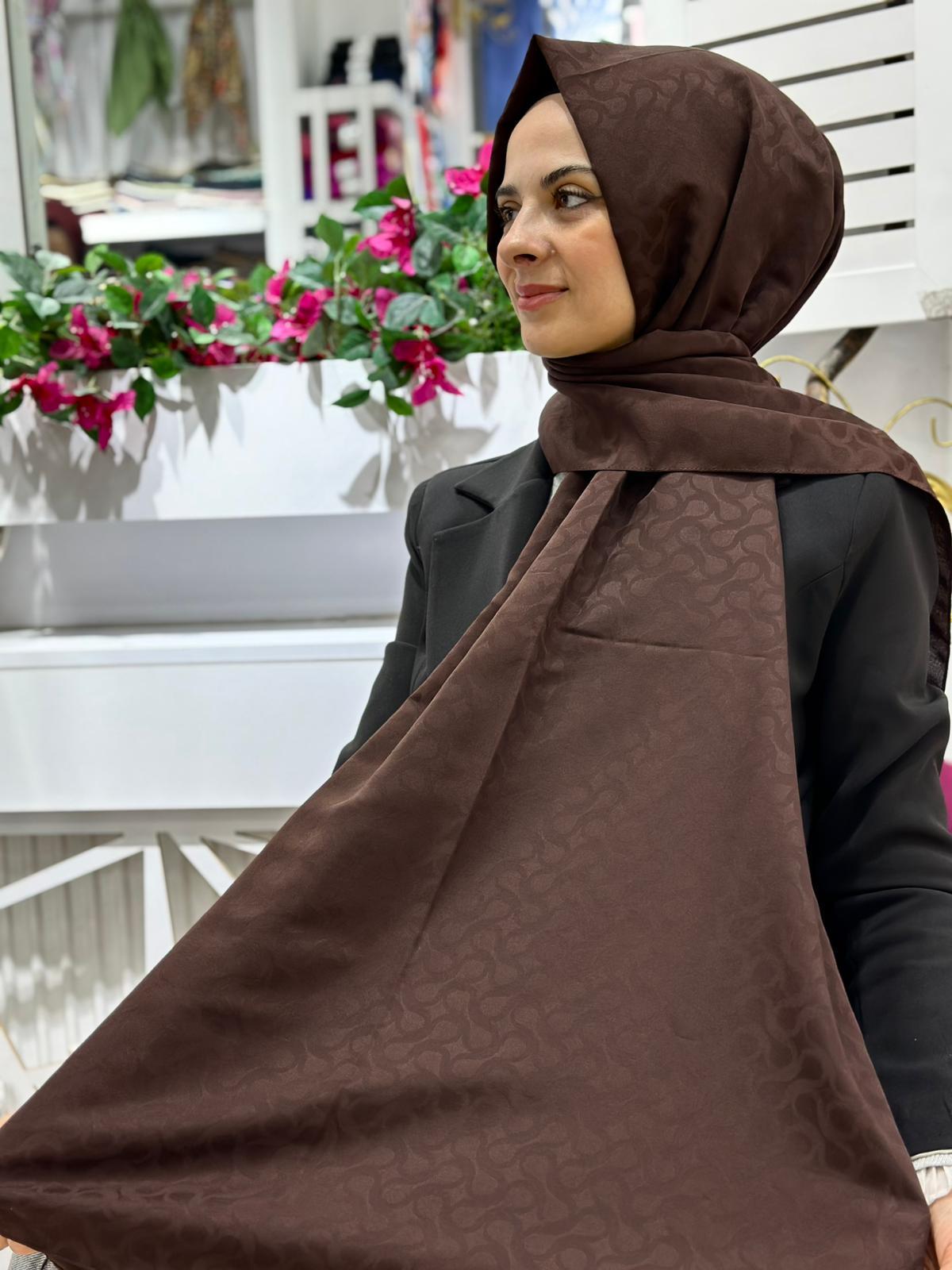Siyane Bloom Desenli Şal Kahve Rengi