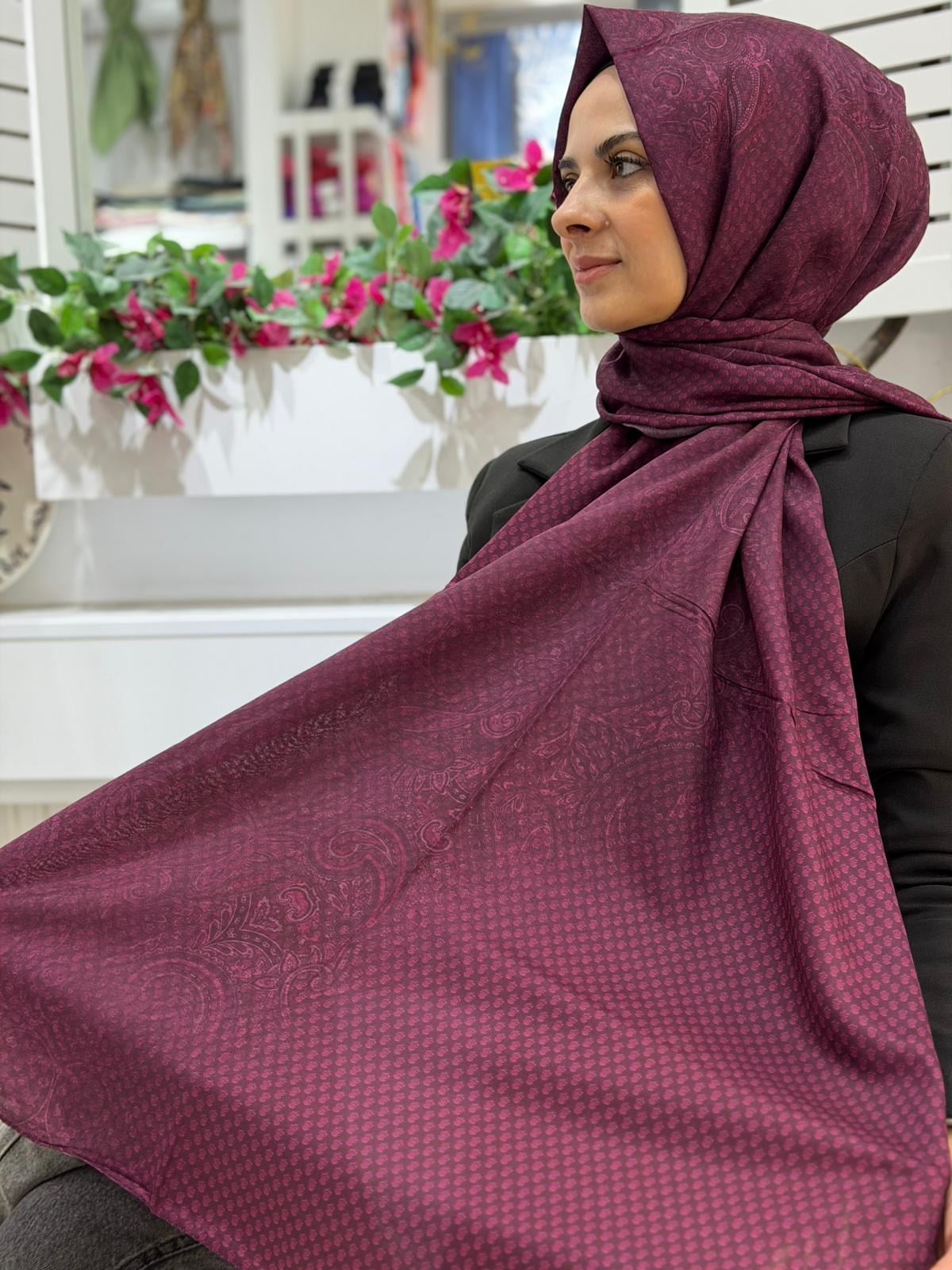 Siyane Bordo Serisi Desenli Şal 01