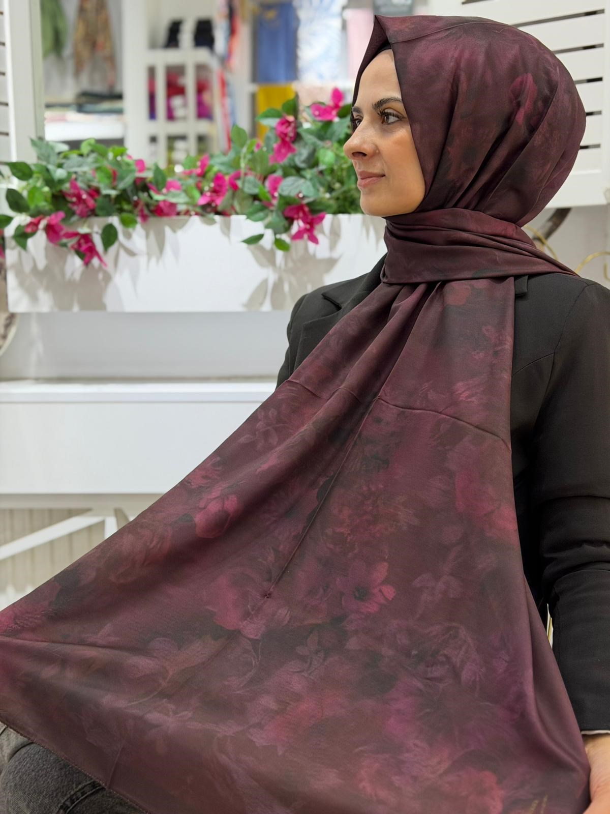 Siyane Bordo Serisi Desenli Şal 07