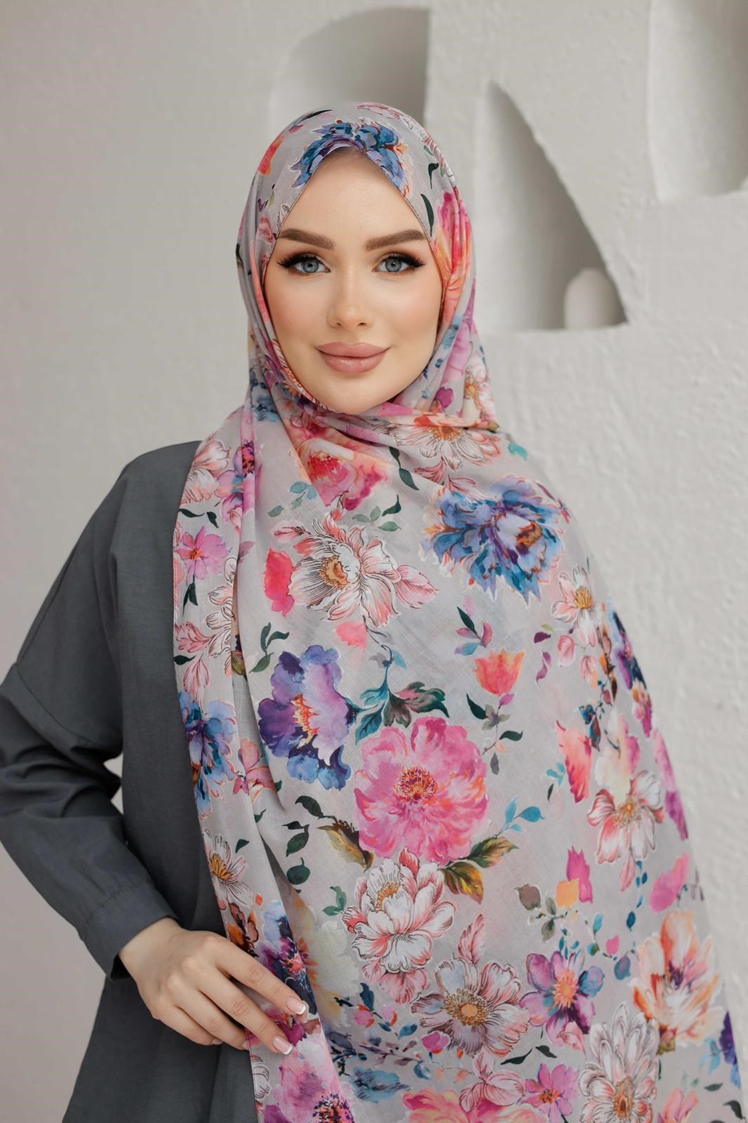 Siyane Desenli Natural Şal 19
