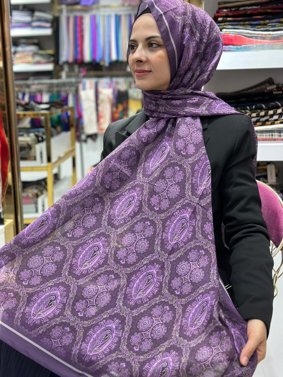 Siyane Desenli Pamuk Şal 06