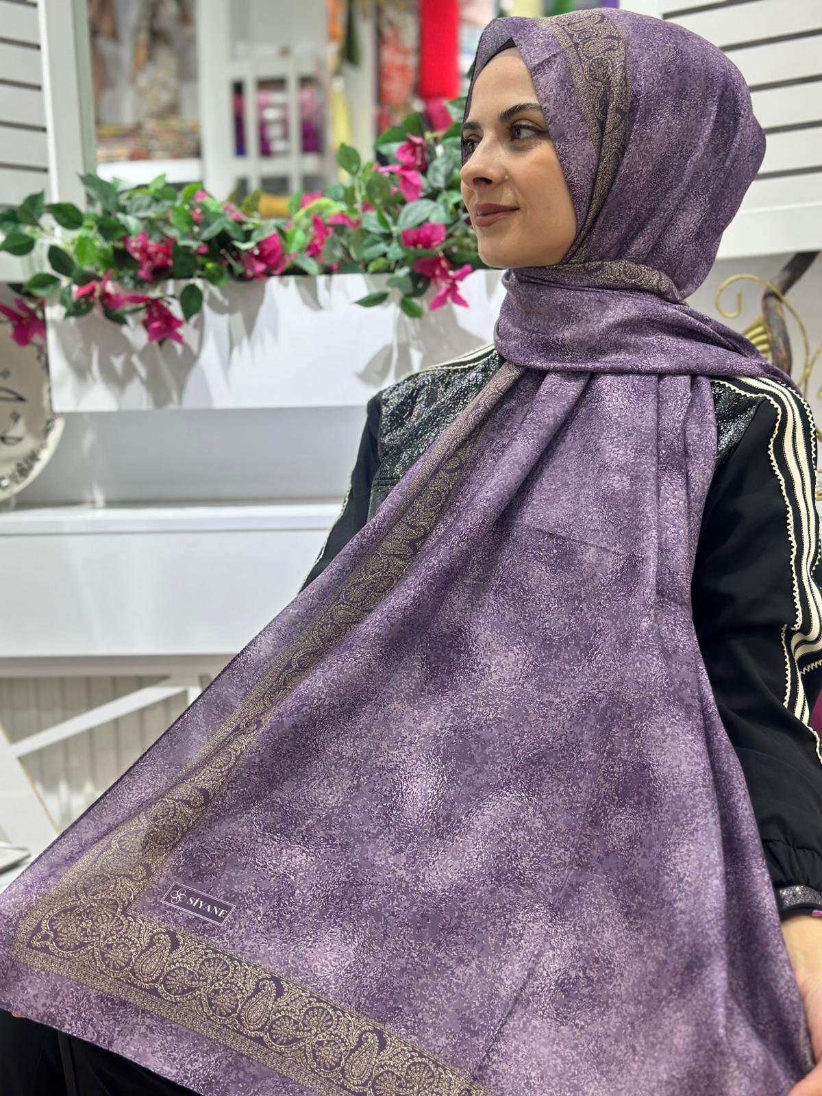 Siyane Desenli Pamuk Şal 07