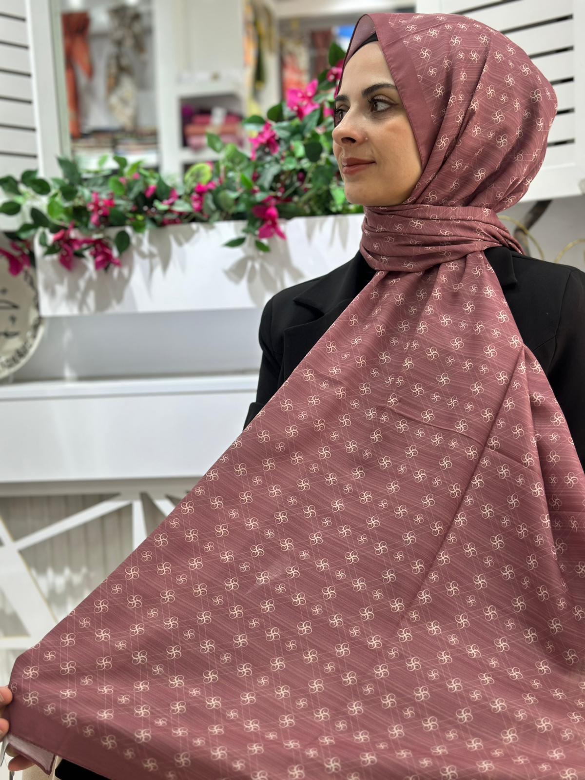 Siyane Desenli Pamuklu Şal 05