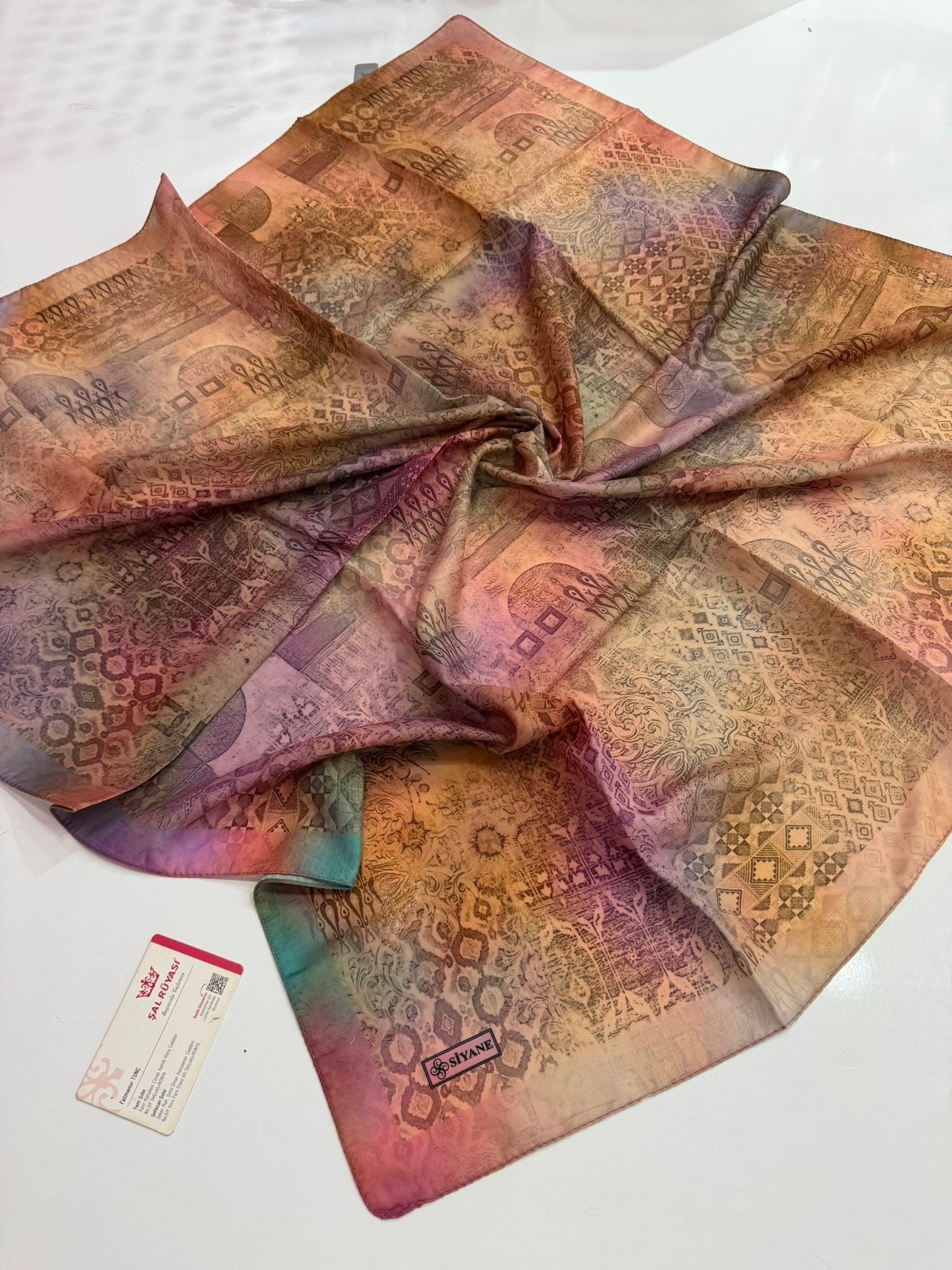 Siyane Desenli Soft Eşarp 02