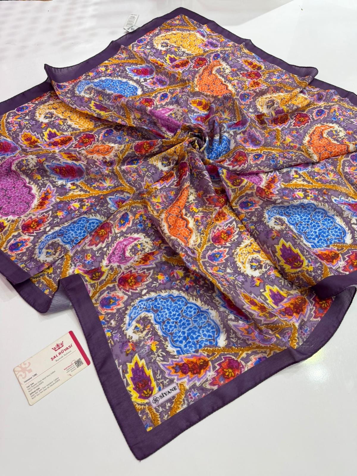 Siyane Desenli Soft Eşarp 08