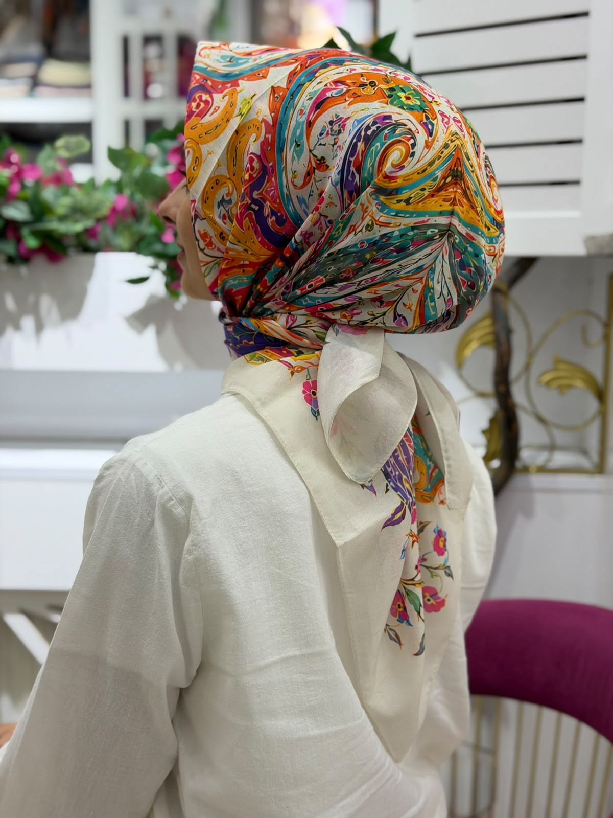 Siyane Desenli Soft Eşarp 15