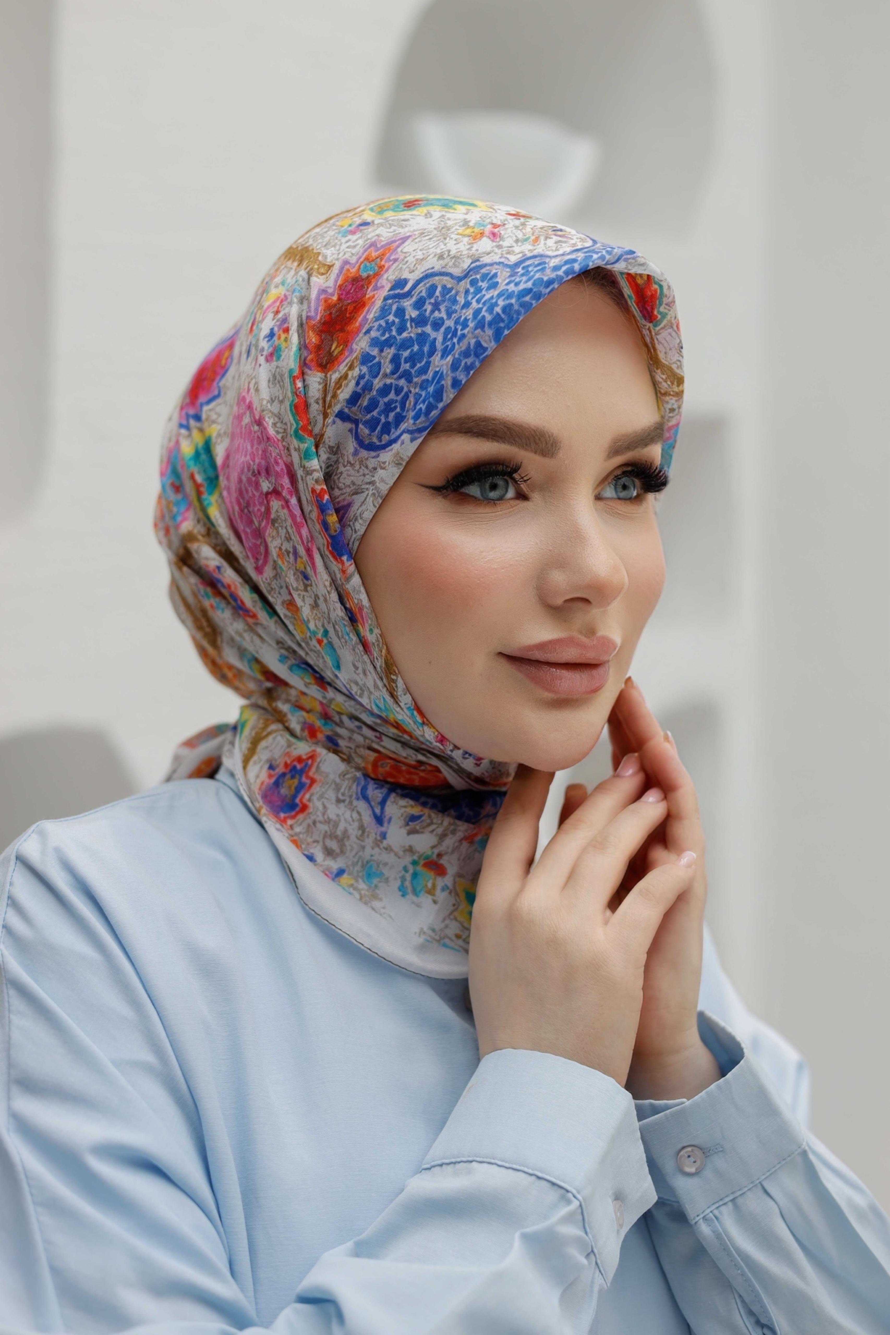Siyane Desenli Soft Eşarp 16