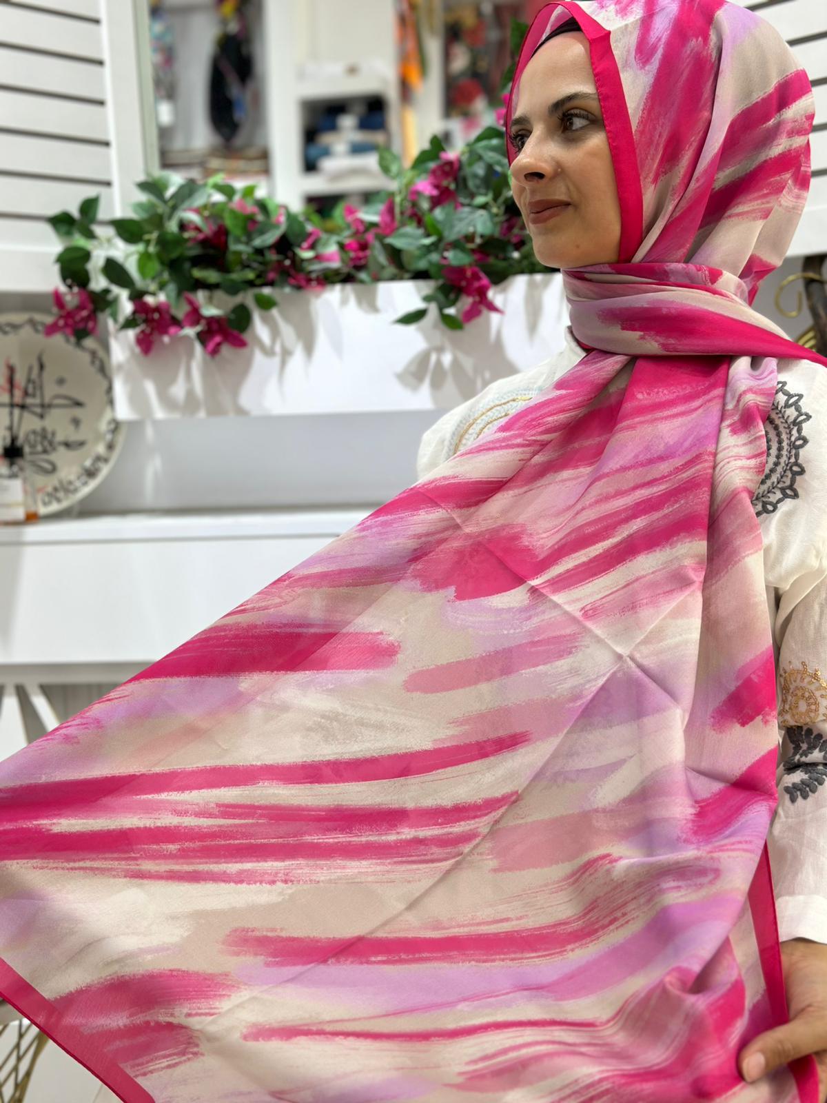 Siyane Desenli Vual Batik Şal 07