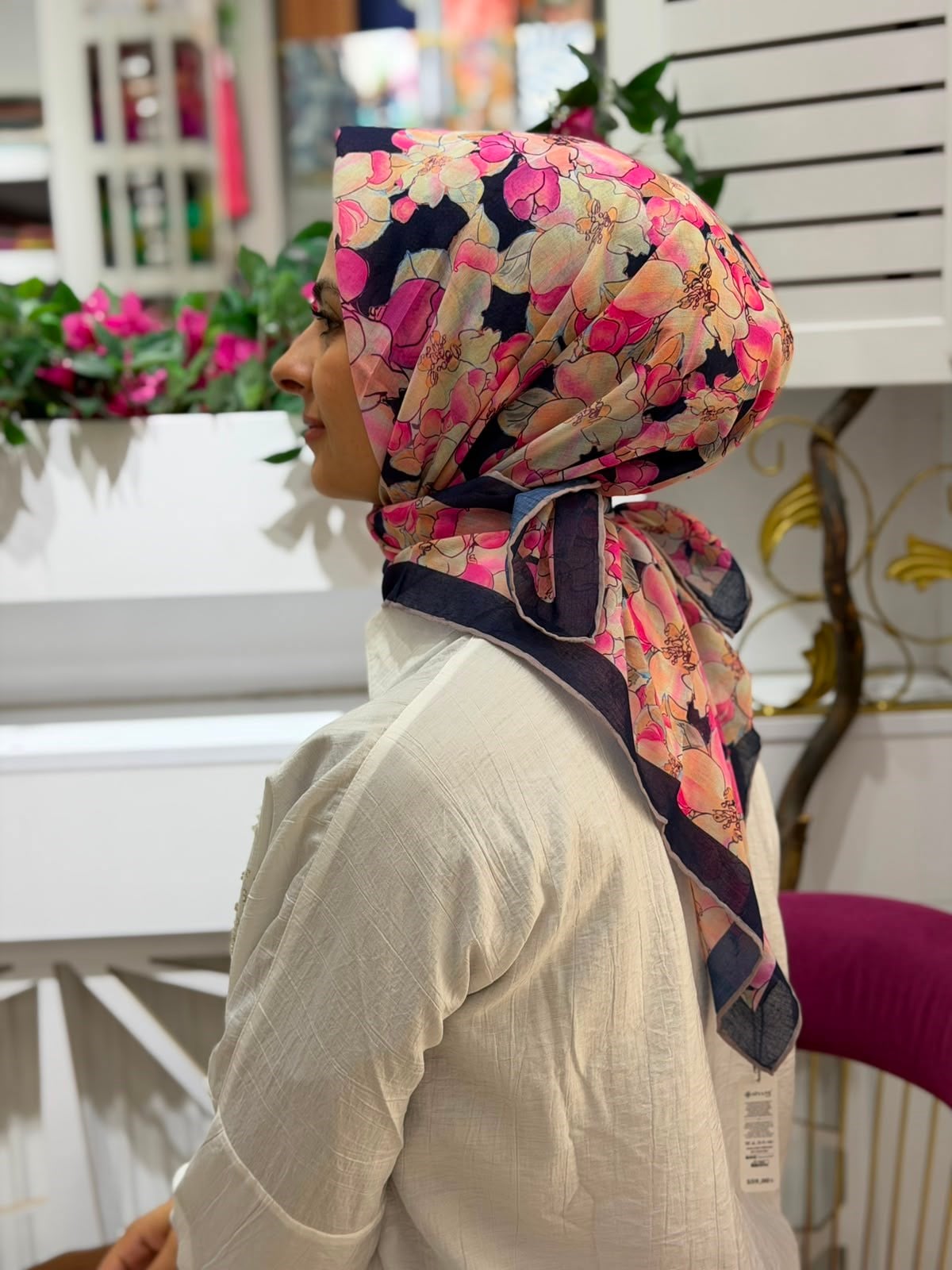 Siyane Flora Natural Eşarp 03