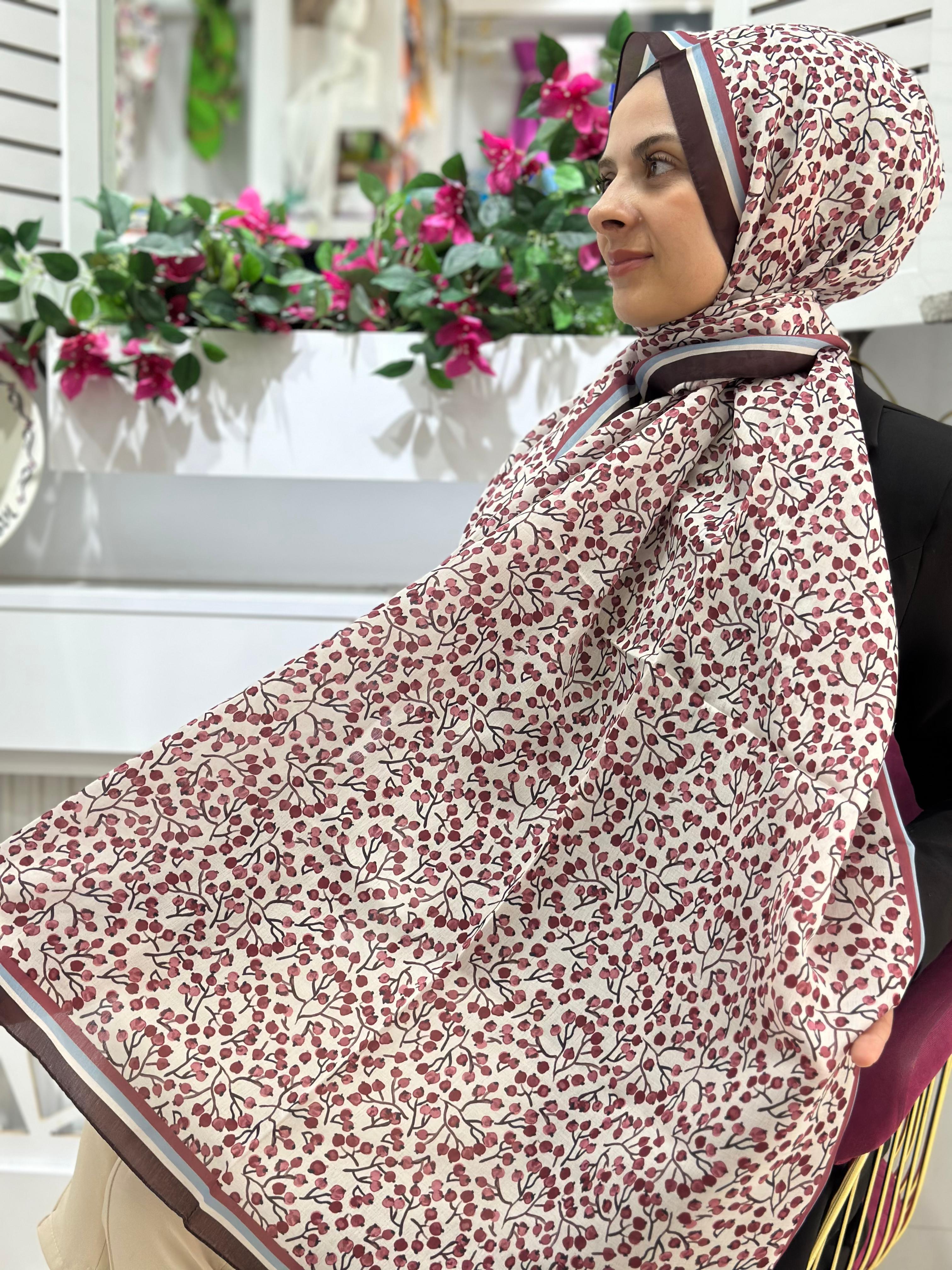 Siyane Kızılcık Şerbeti Vual Şal Bordo Rengi