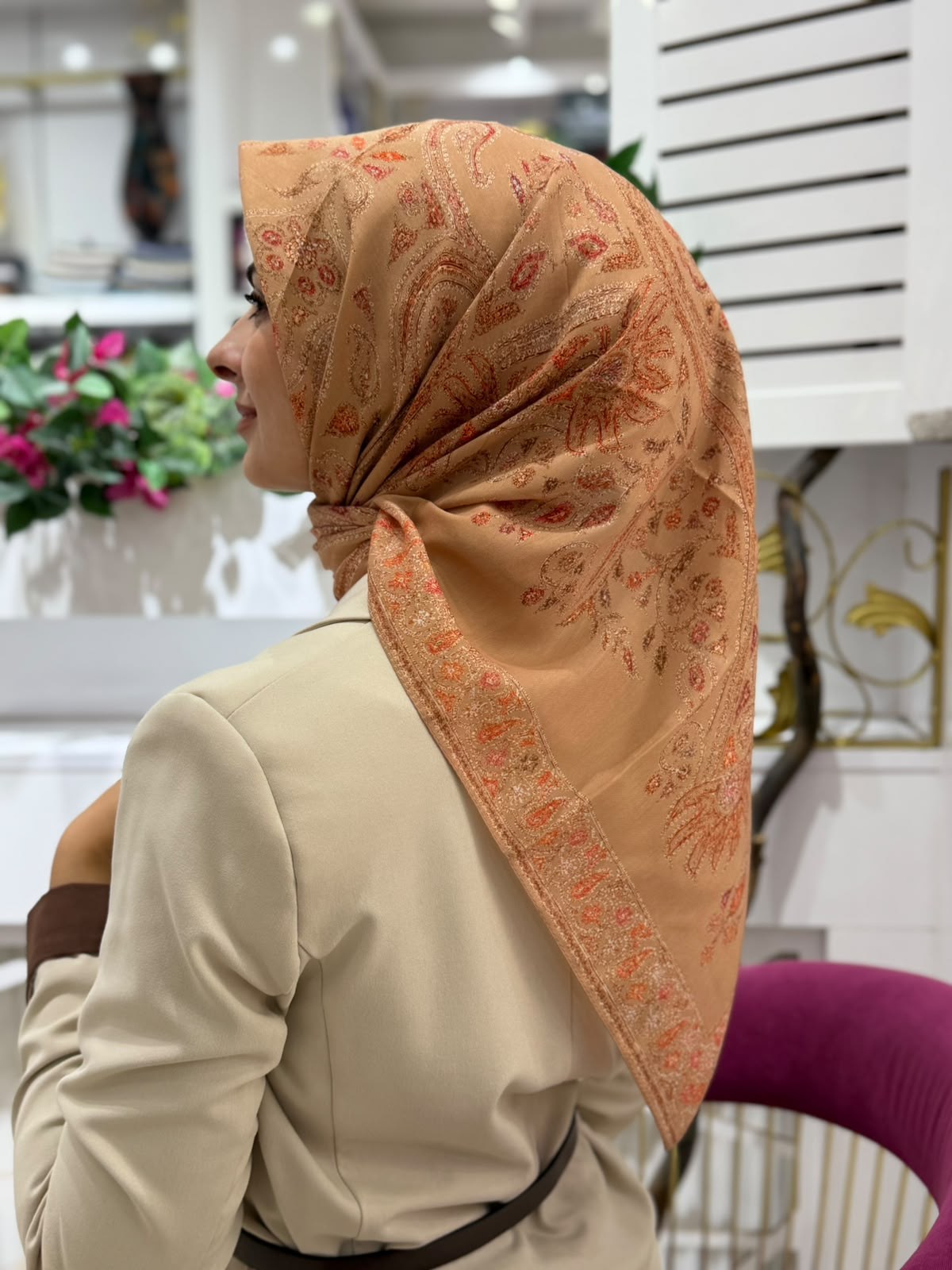 Siyane Mücevher Desenli Soft Eşarp 03