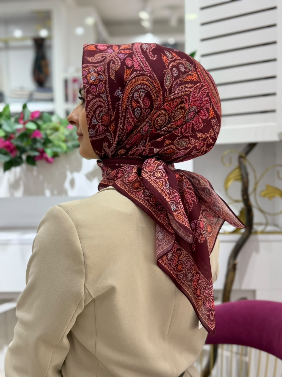 Siyane Mücevher Desenli Soft Eşarp 05