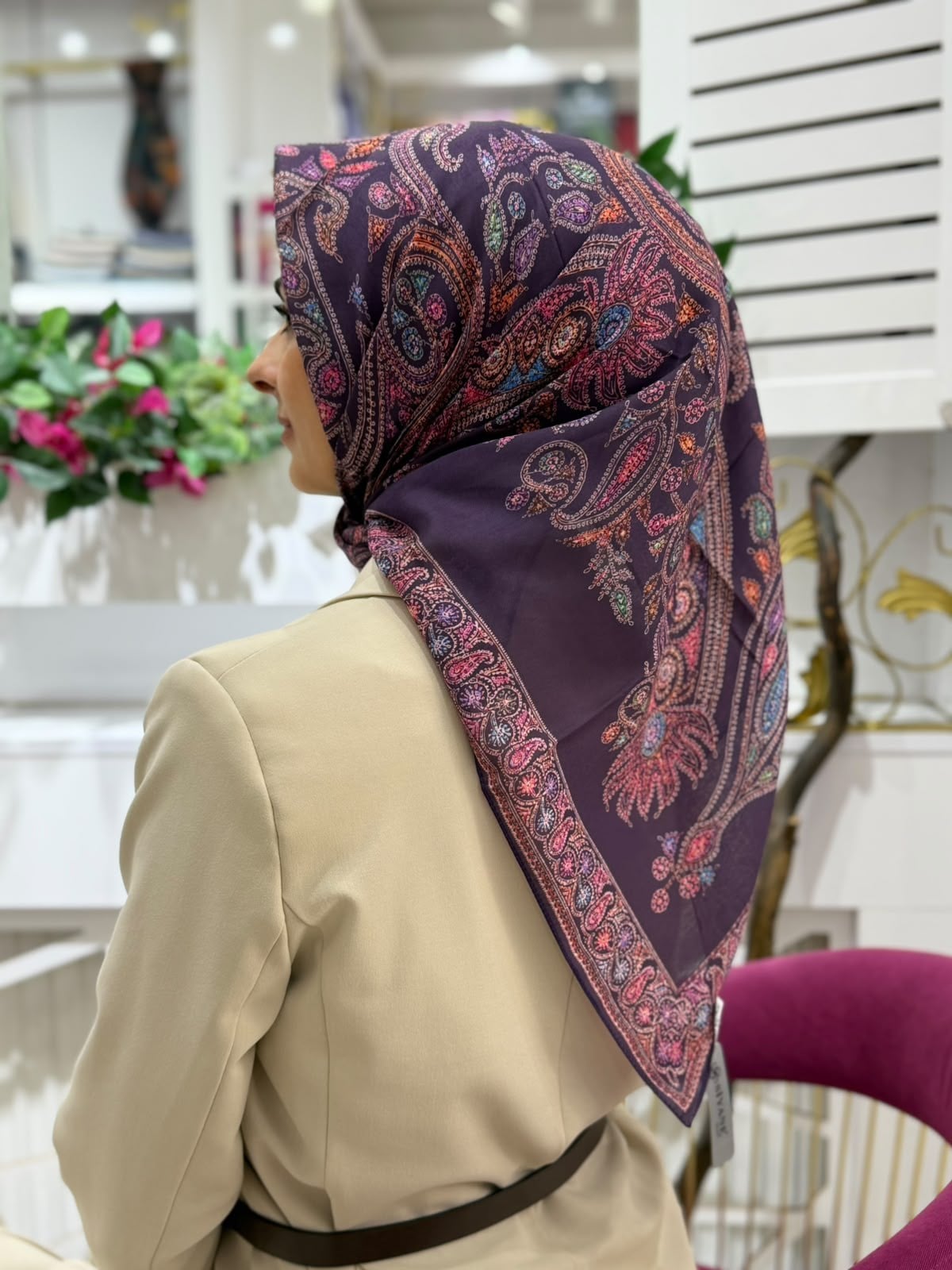 Siyane Mücevher Desenli Soft Eşarp 09