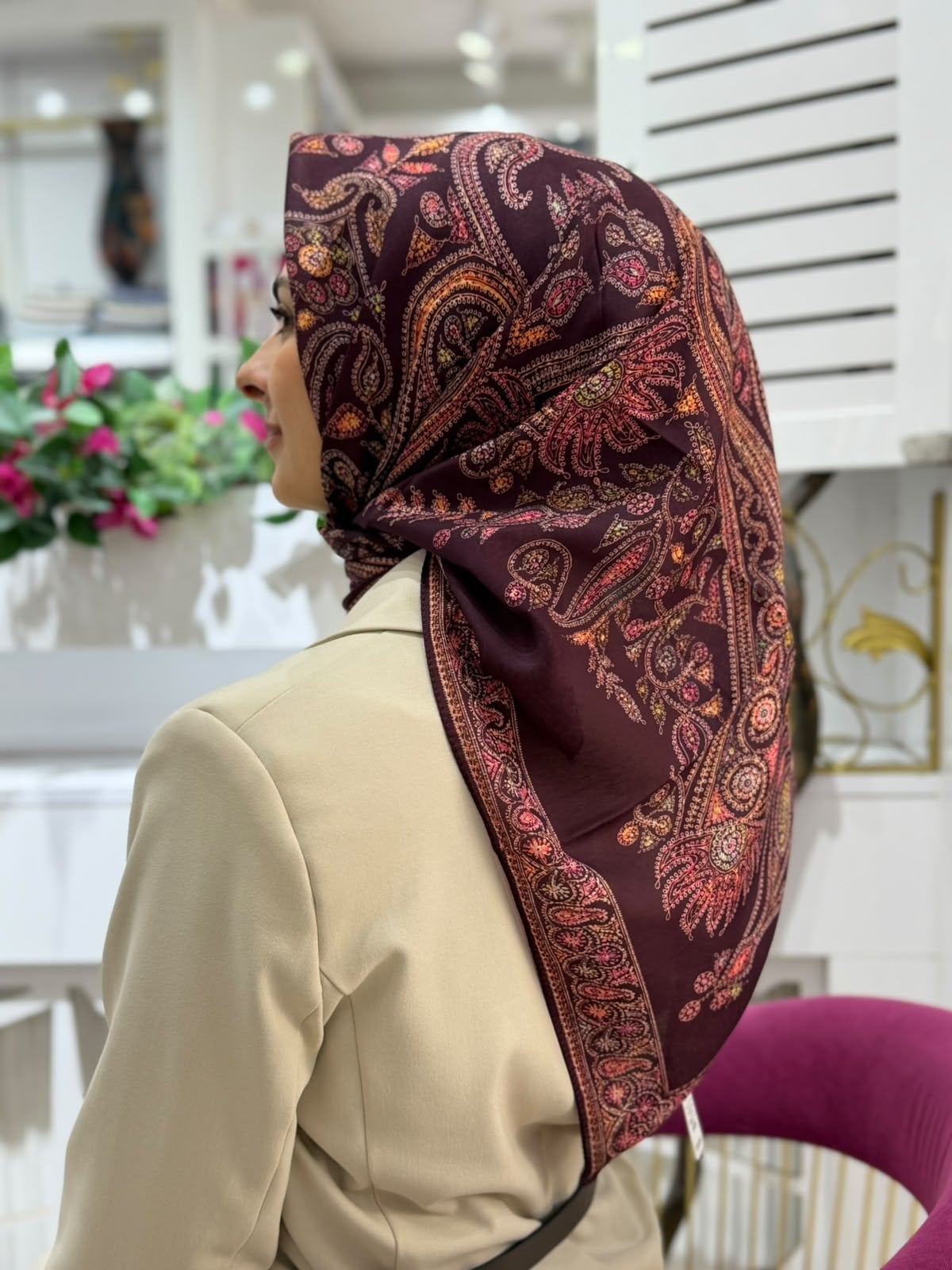Siyane Mücevher Desenli Soft Eşarp 13