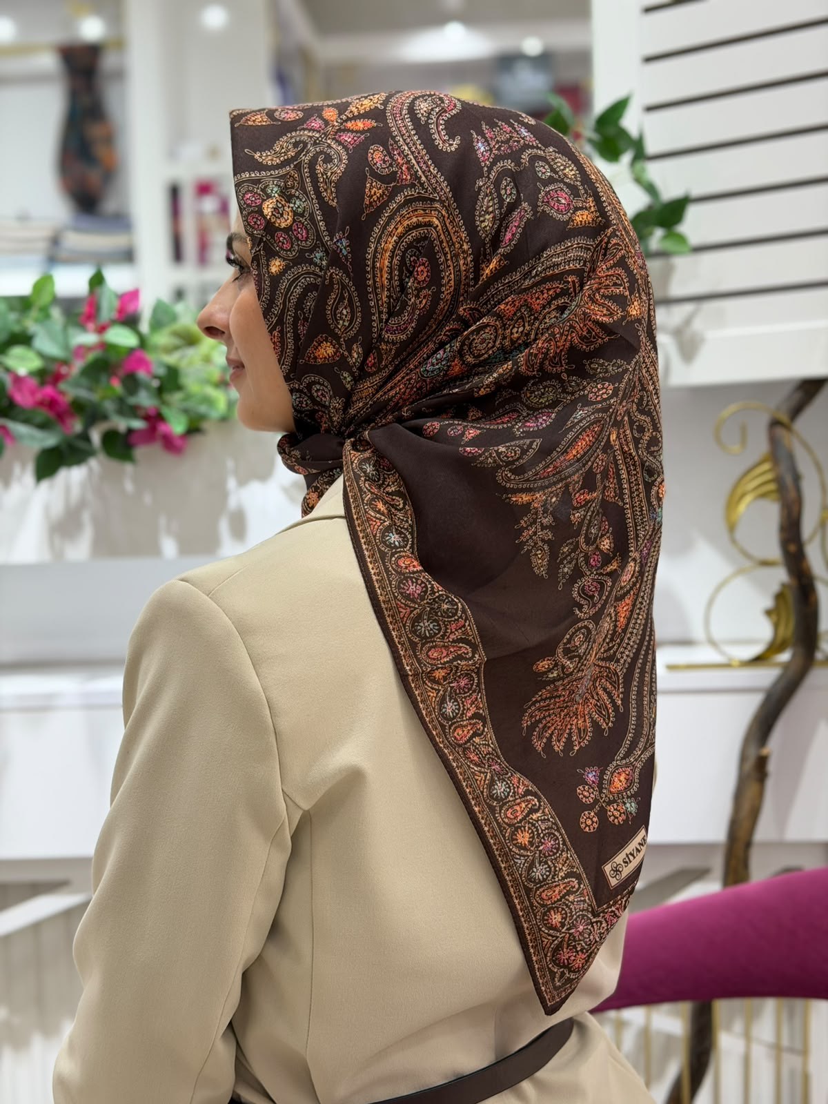 Siyane Mücevher Desenli Soft Eşarp 22
