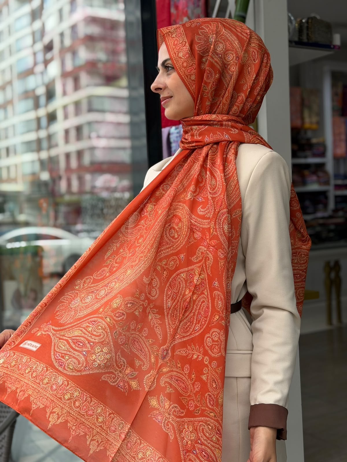 Siyane Mücevher Desenli Soft Şal 01