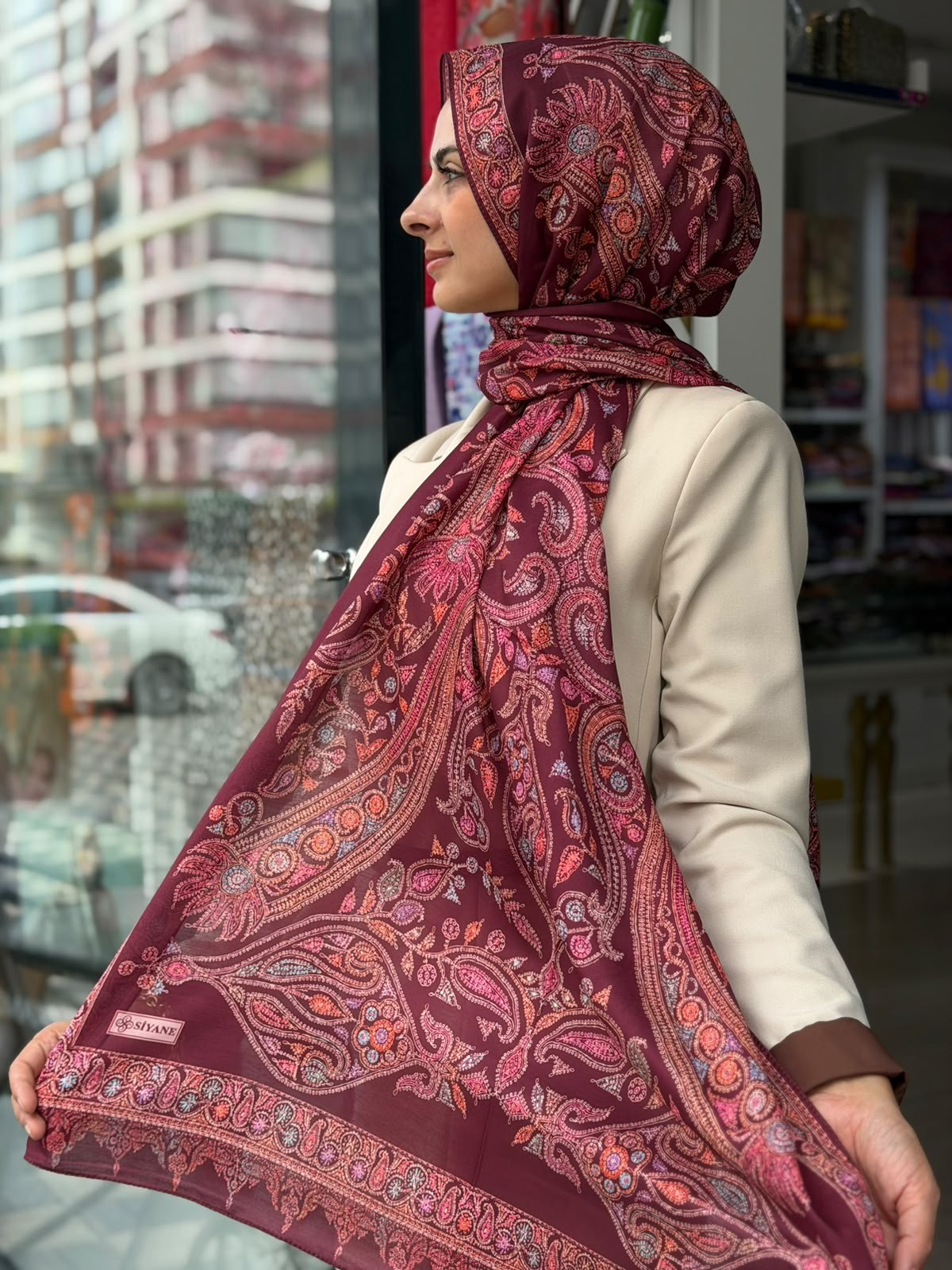 Siyane Mücevher Desenli Soft Şal 03