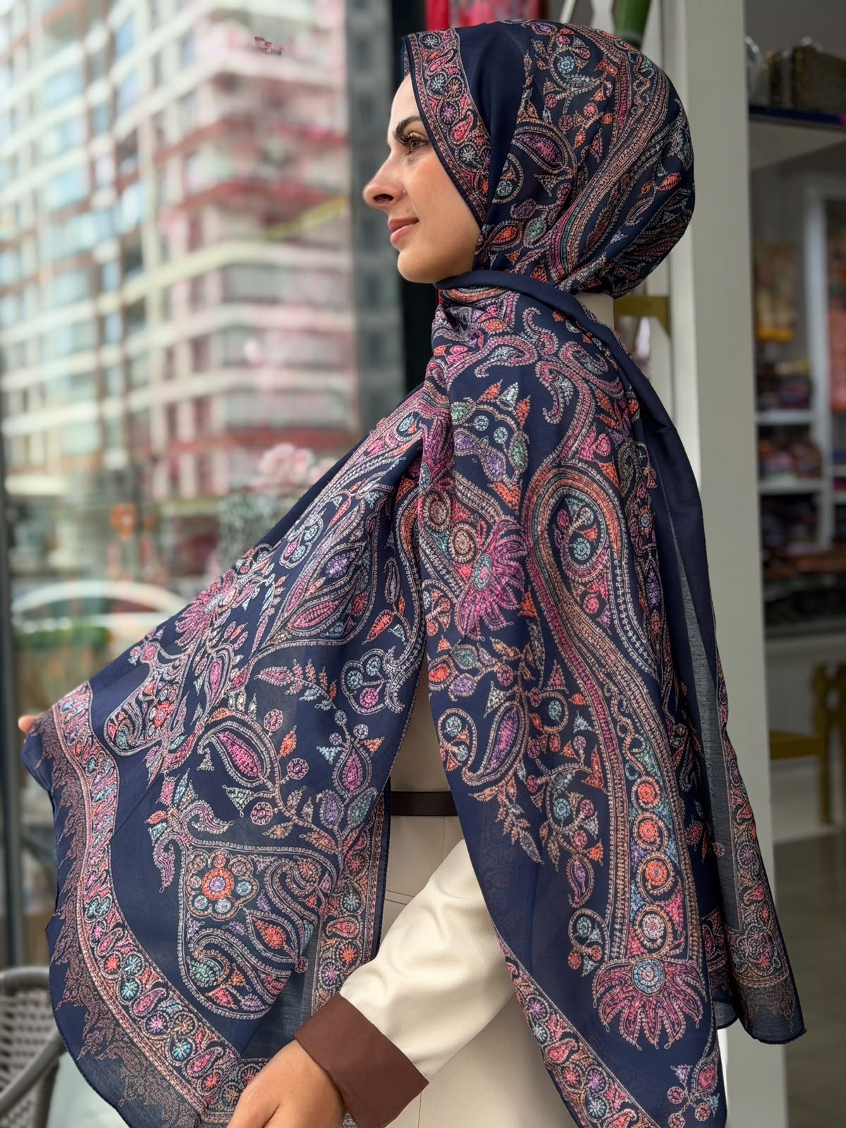 Siyane Mücevher Desenli Soft Şal 06