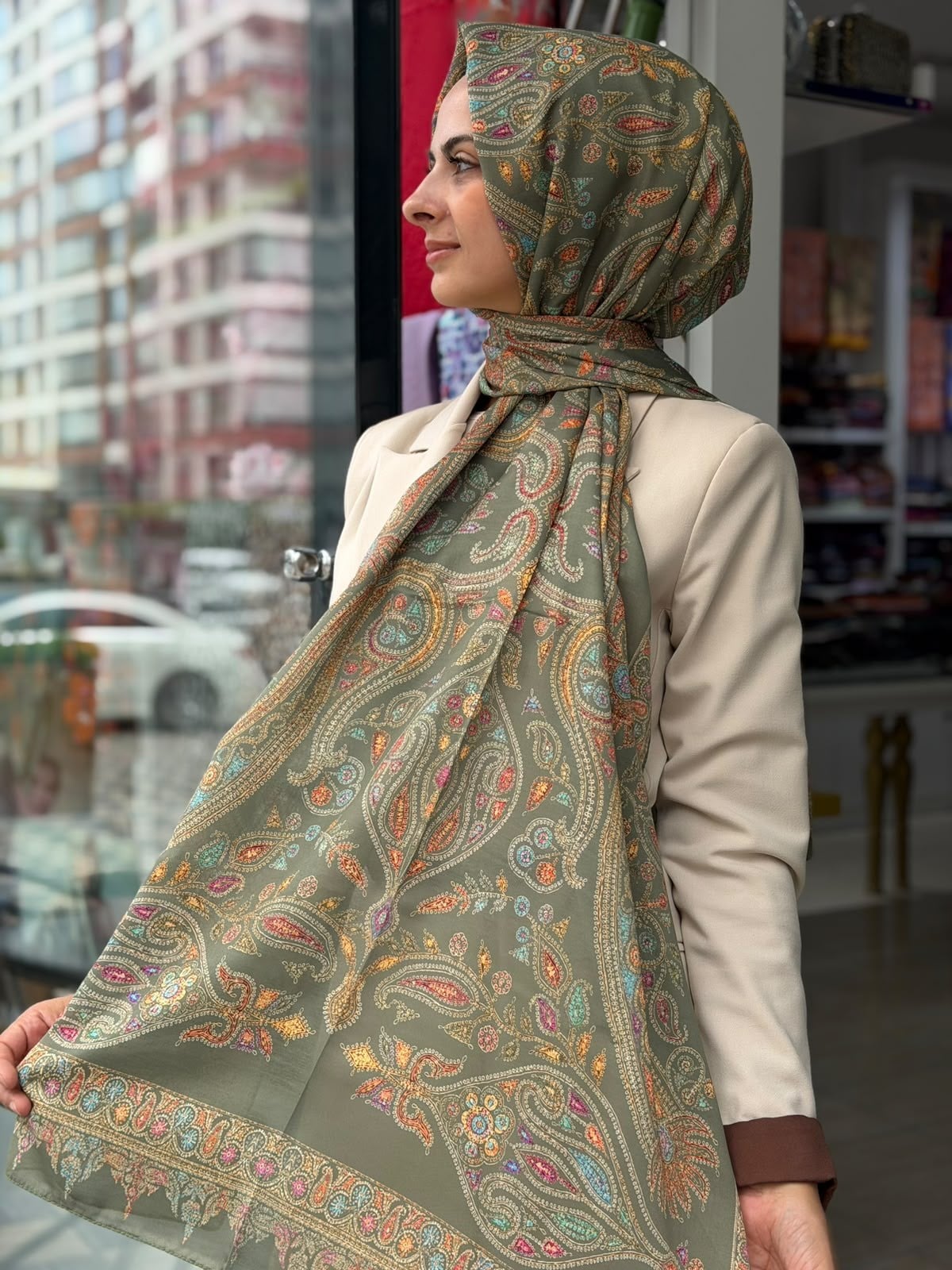 Siyane Mücevher Desenli Soft Şal 09