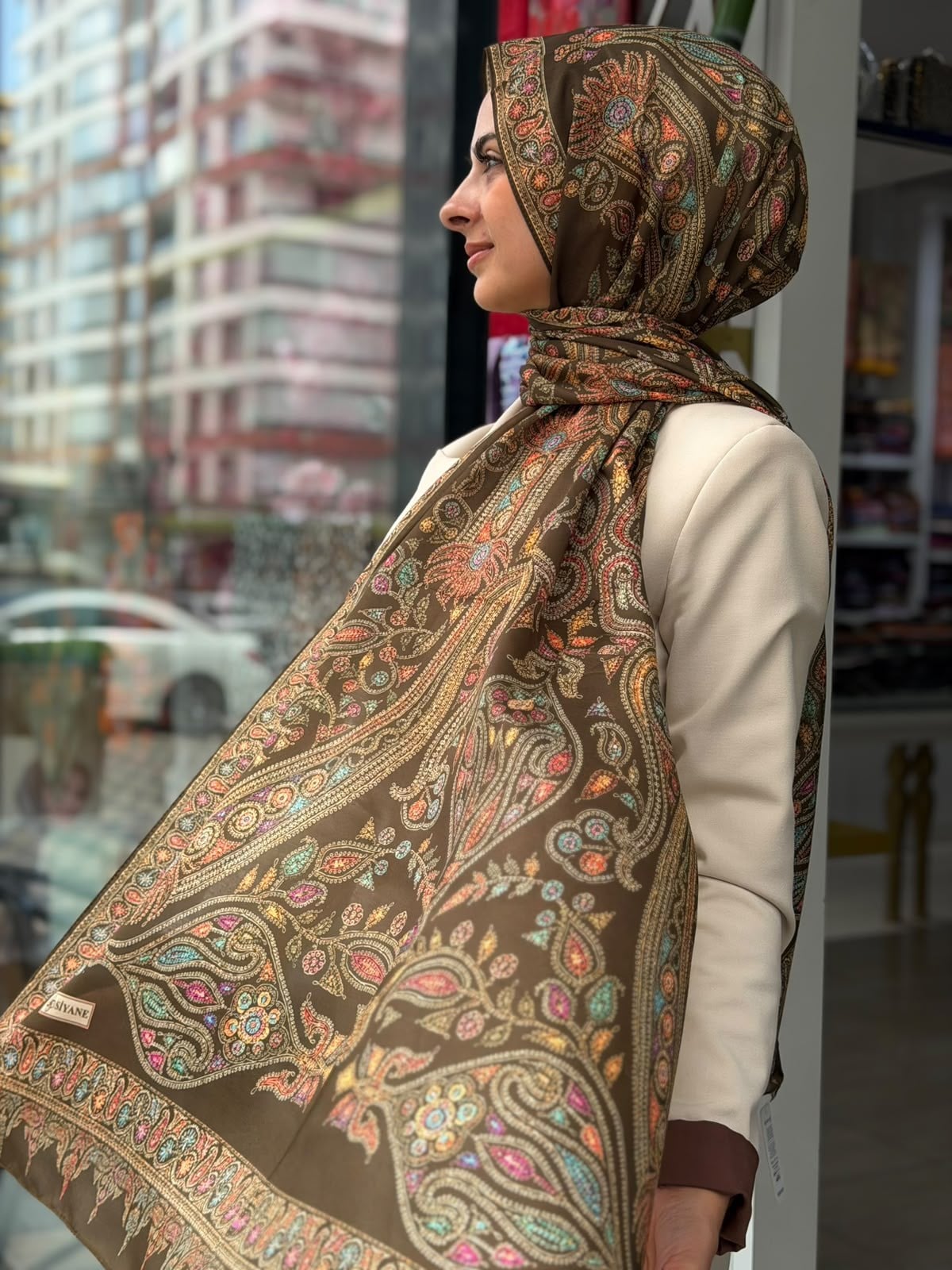 Siyane Mücevher Desenli Soft Şal 11