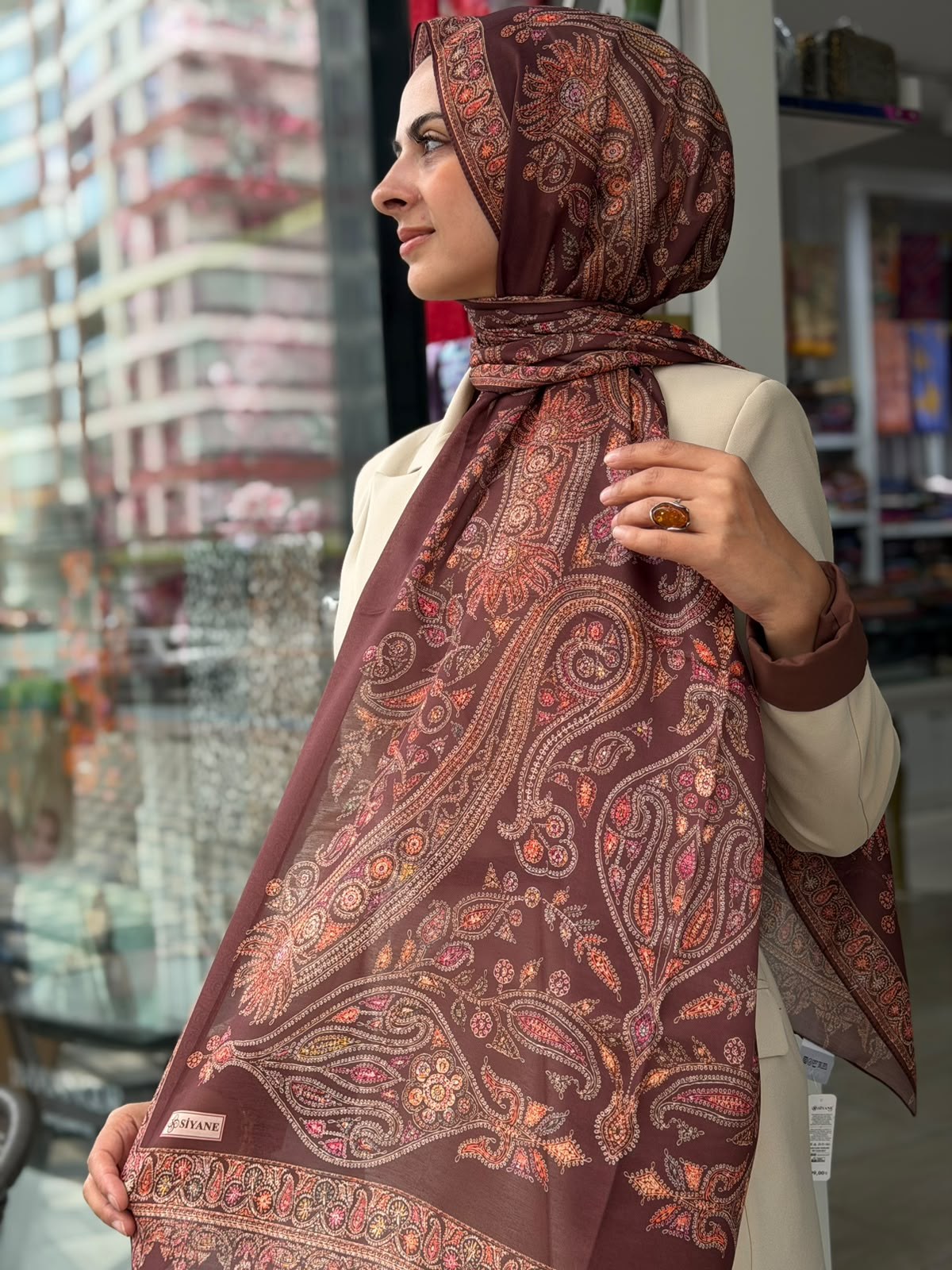 Siyane Mücevher Desenli Soft Şal 18