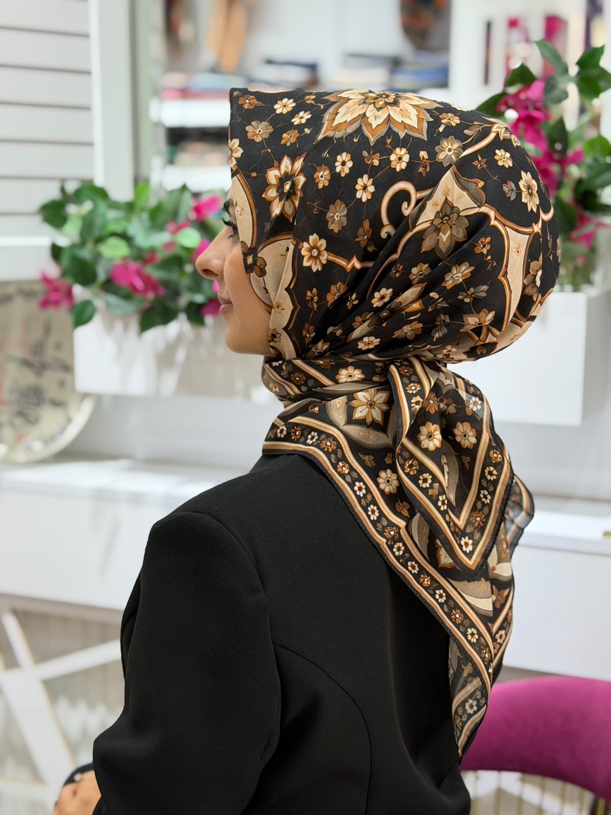 Siyane Nakkaş Desen Eşarp 05