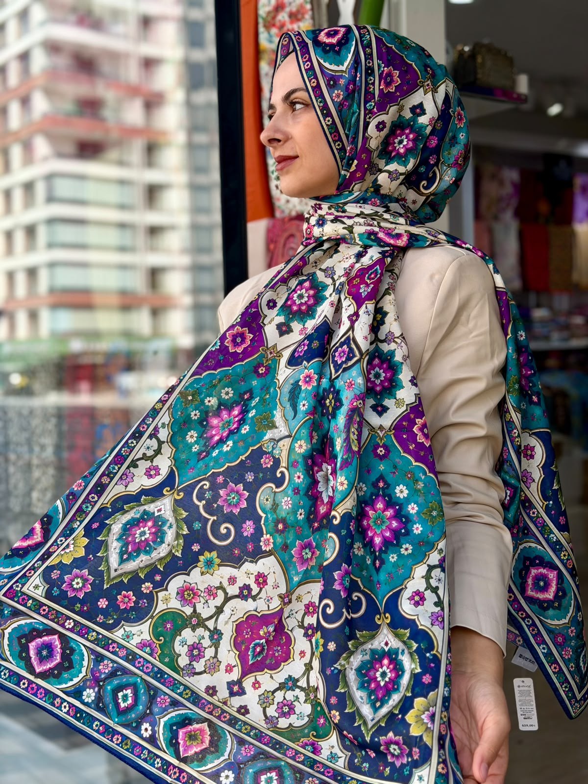 Siyane Nakkaş Desen Soft Şal 05