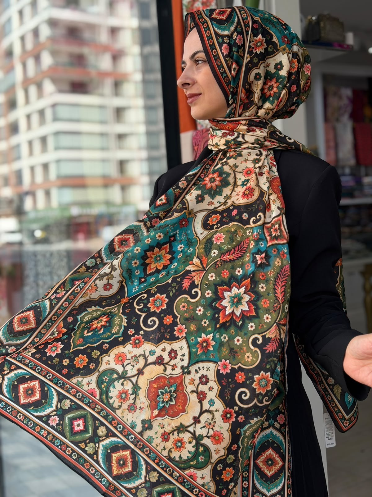 Siyane Nakkaş Desen Soft Şal 07
