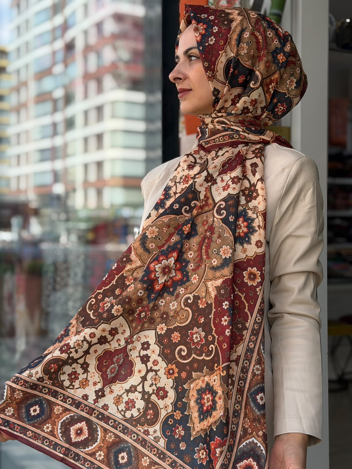 Siyane Nakkaş Desen Soft Şal 10