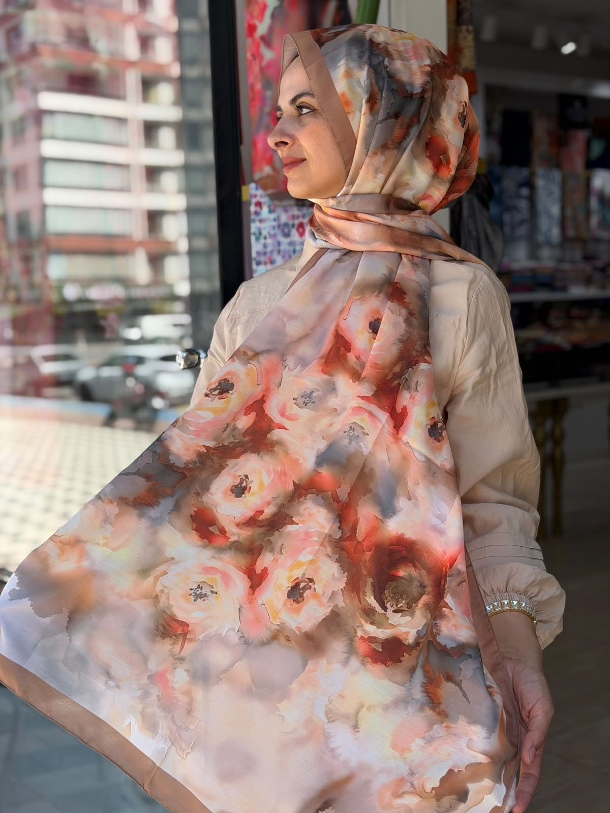 Siyane Suluboya Desenli Şal 01