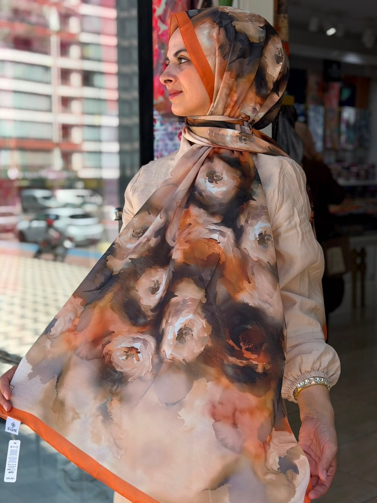 Siyane Suluboya Desenli Şal 09