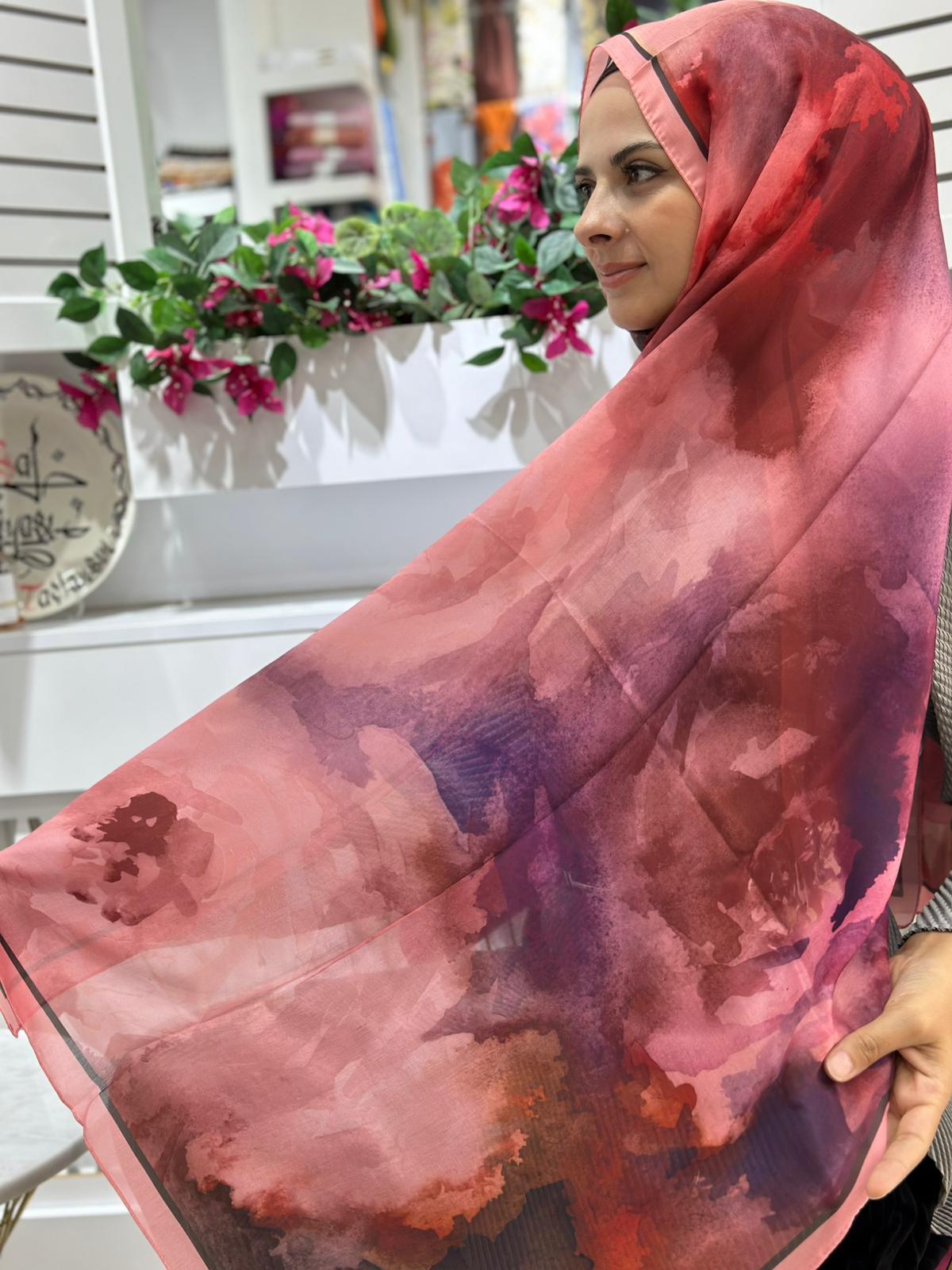 Siyane Vual Sulu Boya Çiçek Bakır Rengi