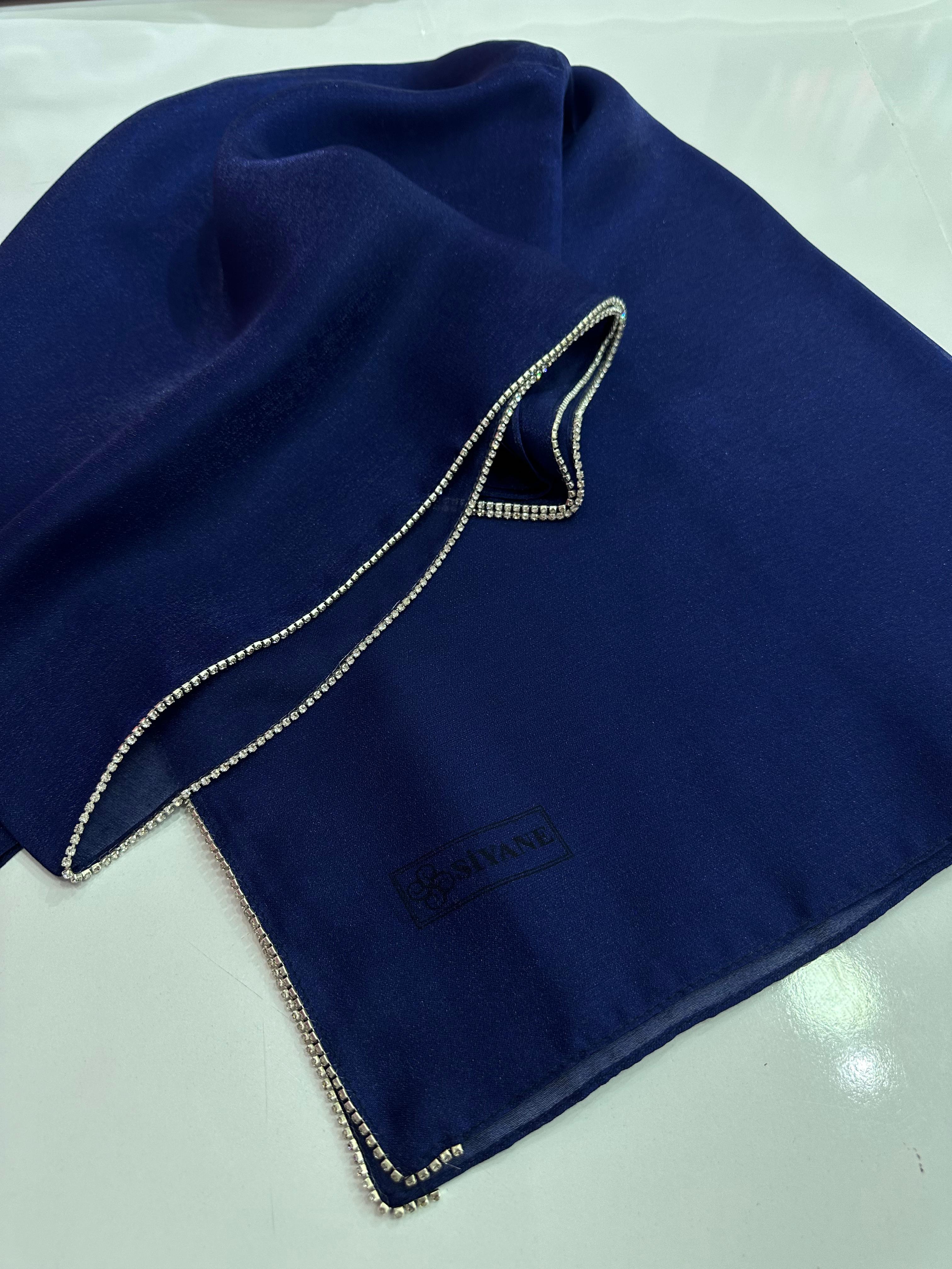 Swarovski Detaylı Pırlanta Şal (Lacivert)