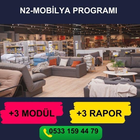 N2-MOBİLYA PROGRAMI     PERAKENDE BARKODLU SATIŞ PROGRAMI     STOK YÖNETİMİ      PERSONEL MAAŞ MODÜLÜ     PERSONEL PİRİM MODÜLÜ     KASA  ÇIKIŞ-GİDER MODÜLÜ     FİŞ BAZLI SATIŞ RAPORU     ÜRÜN SATIŞ HIZ RAPORU     ŞÜPHELİ İŞLEMLER RAPORU