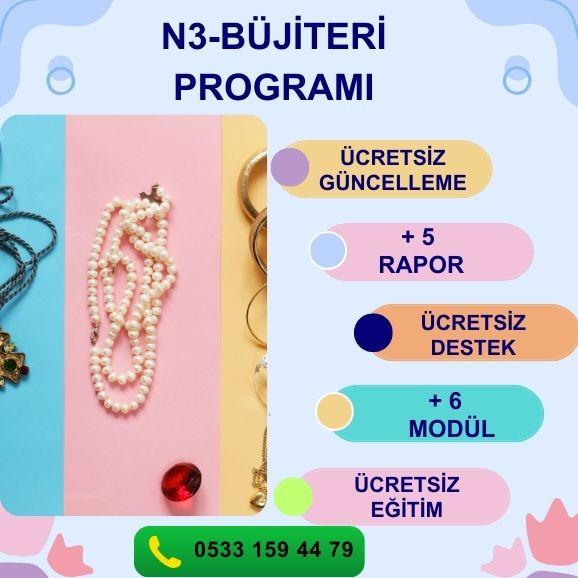 N3-BÜJİTERİ PROGRAMI STOK YÖNETİMİ PERSONEL MAAŞ MD. PERSONEL PİRİM MODÜLÜ KOLAY SİPARİŞ MODÜLÜ KOLAY SAYIM MODÜLÜ PERAKENDE MÜŞTERİ MODÜLÜ GİDER MODÜLÜ FİŞ BAZLI SATIŞ RAPORU ÜRÜN SATIŞ HIZ RAPORU DÖNEMSEL SATIŞ RPR. ŞÜPHELİ İŞLEMLER RPR. KAZANÇ ANALİZİ