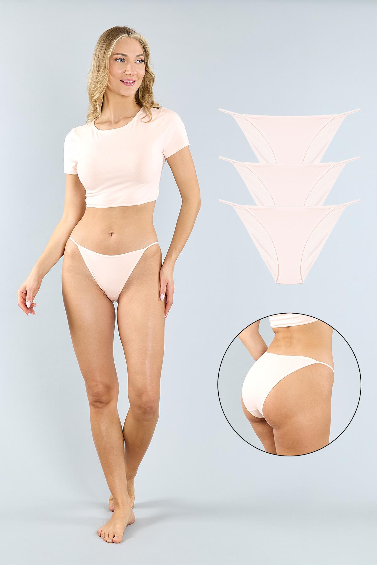 Pamuklu Pembe Klasik Kesim String Külot 3'lü Paket