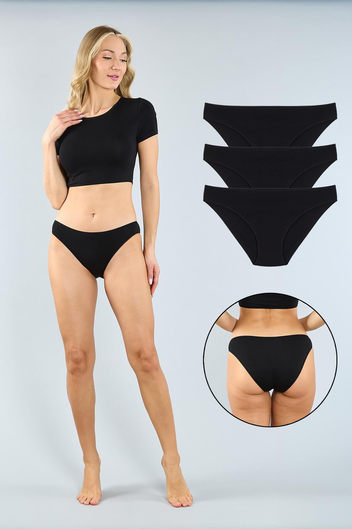 Pamuklu Siyah Klasik Kesim Külot 3'lü Paket