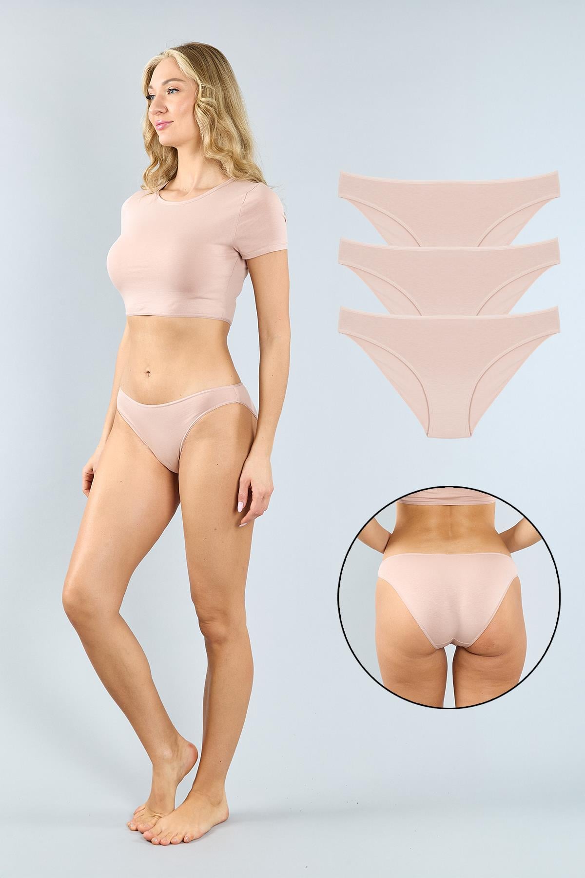 Pamuklu Ten Klasik Kesim Külot 3'lü Paket