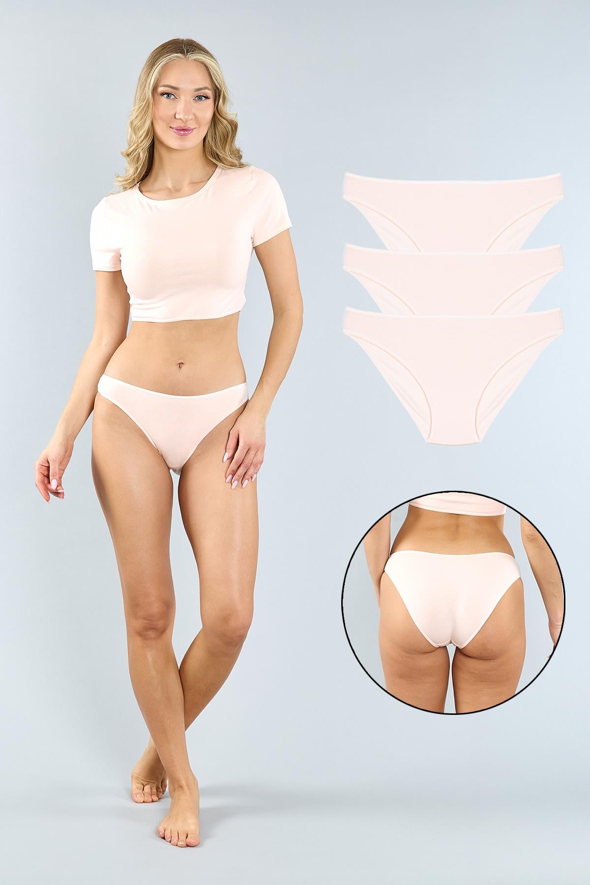 Pamuklu Pembe Klasik Kesim Külot 3'lü Paket
