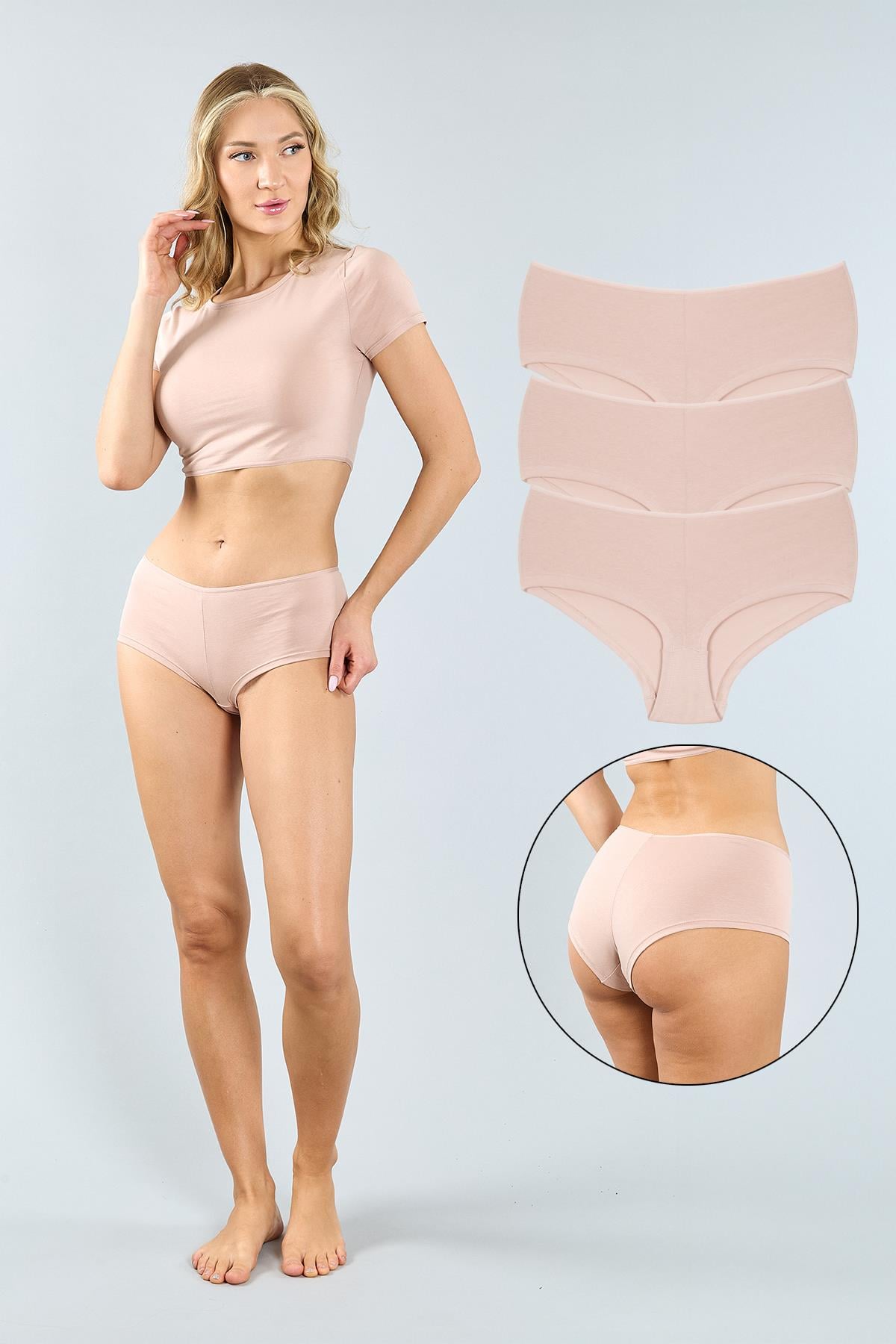 Pamuklu Ten Basic Kadın Boxer Külot 3'lü Paket 