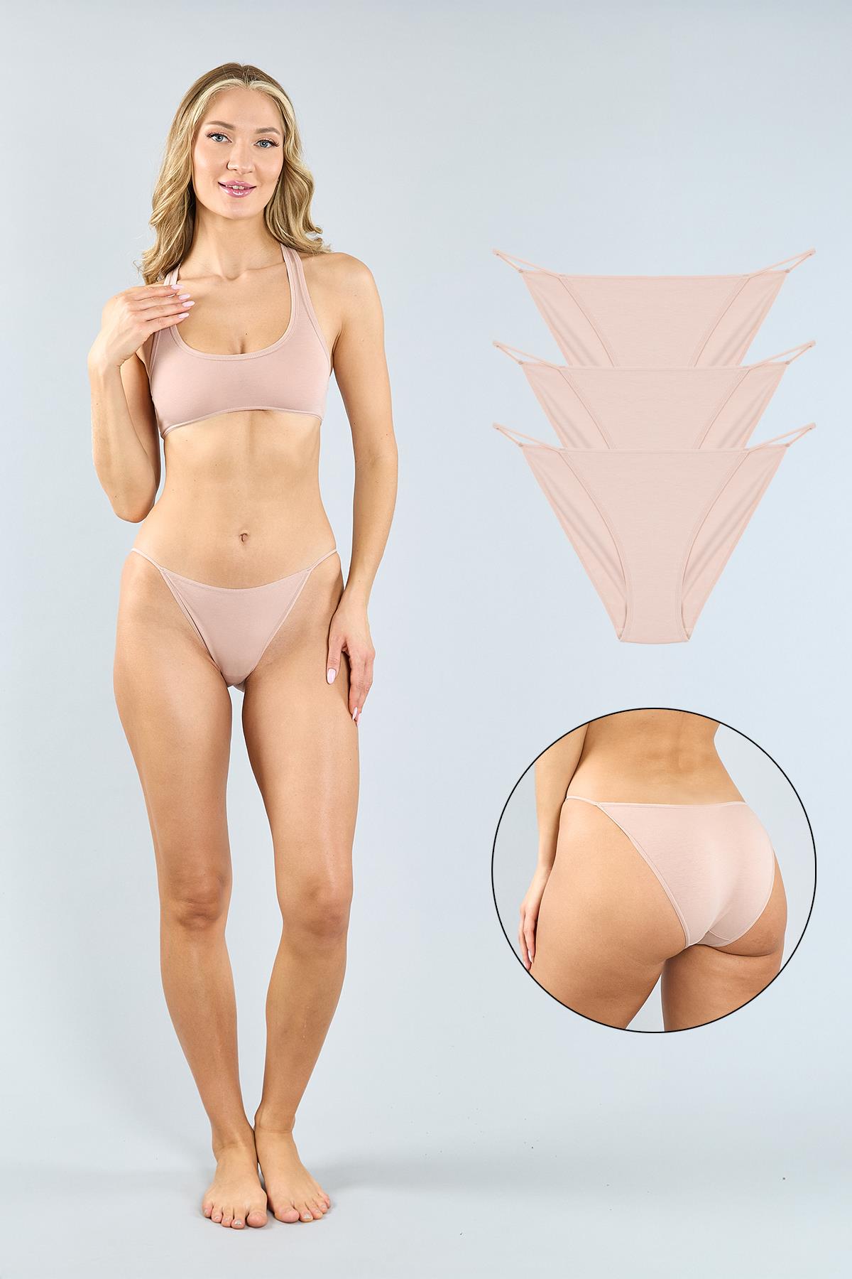 Pamuklu Ten Klasik Kesim String Külot 3'lü Paket