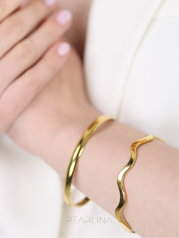 Dalgalı Model Gold Bilezik