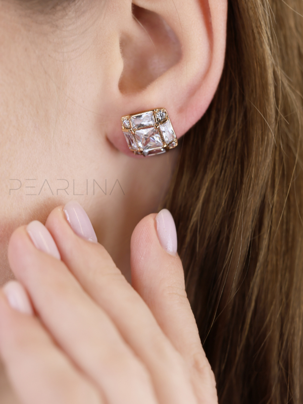 Kare Zirkon Taşlı Rose Gold Xuping Küpe