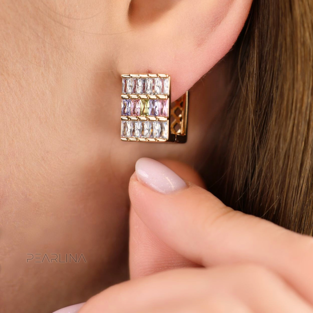Renkli Taşlı Rose Gold Xuping Küpe