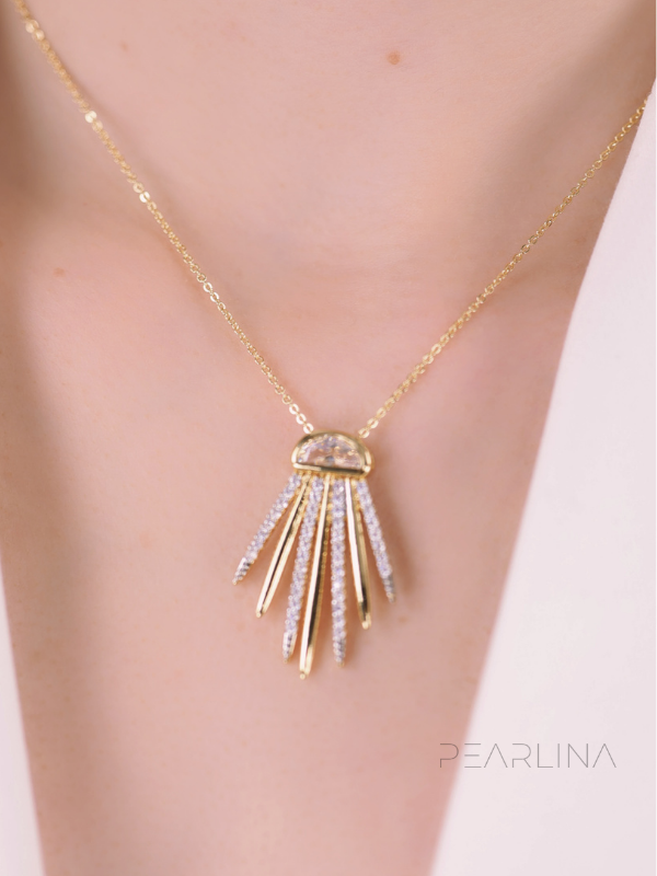 Zirkon Taşlı Ok Çelik Kolye