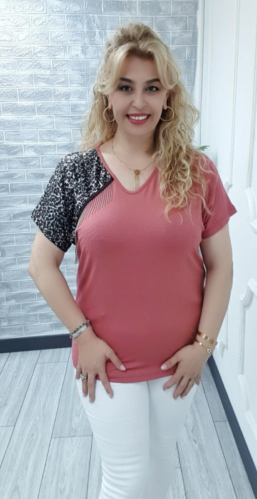 Kadın Viskon Bluz Omuzu SaçaklıBüyük Beden Bluz